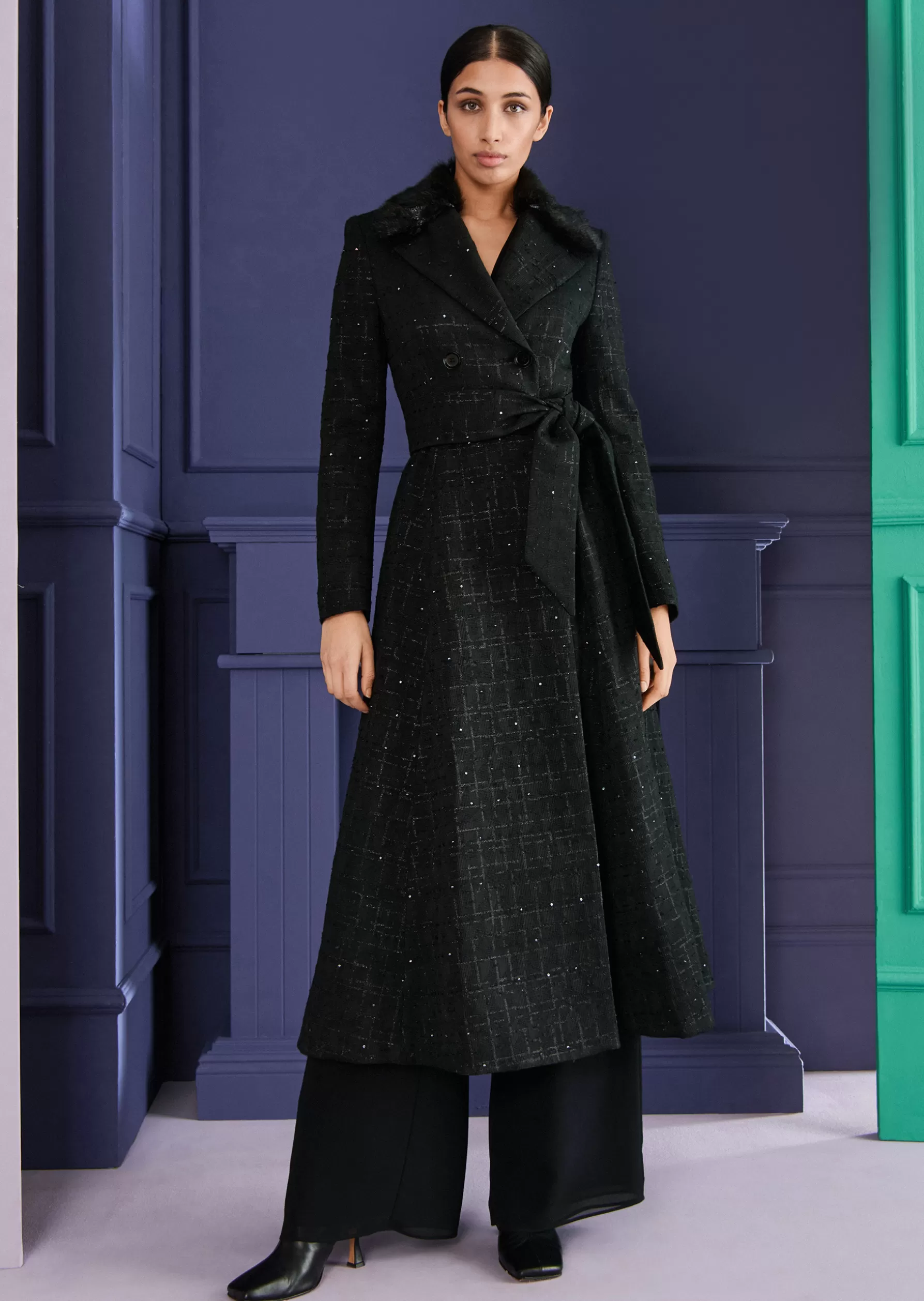 Jackets & Coats-Talbot Runhof Coat Muna1 Black