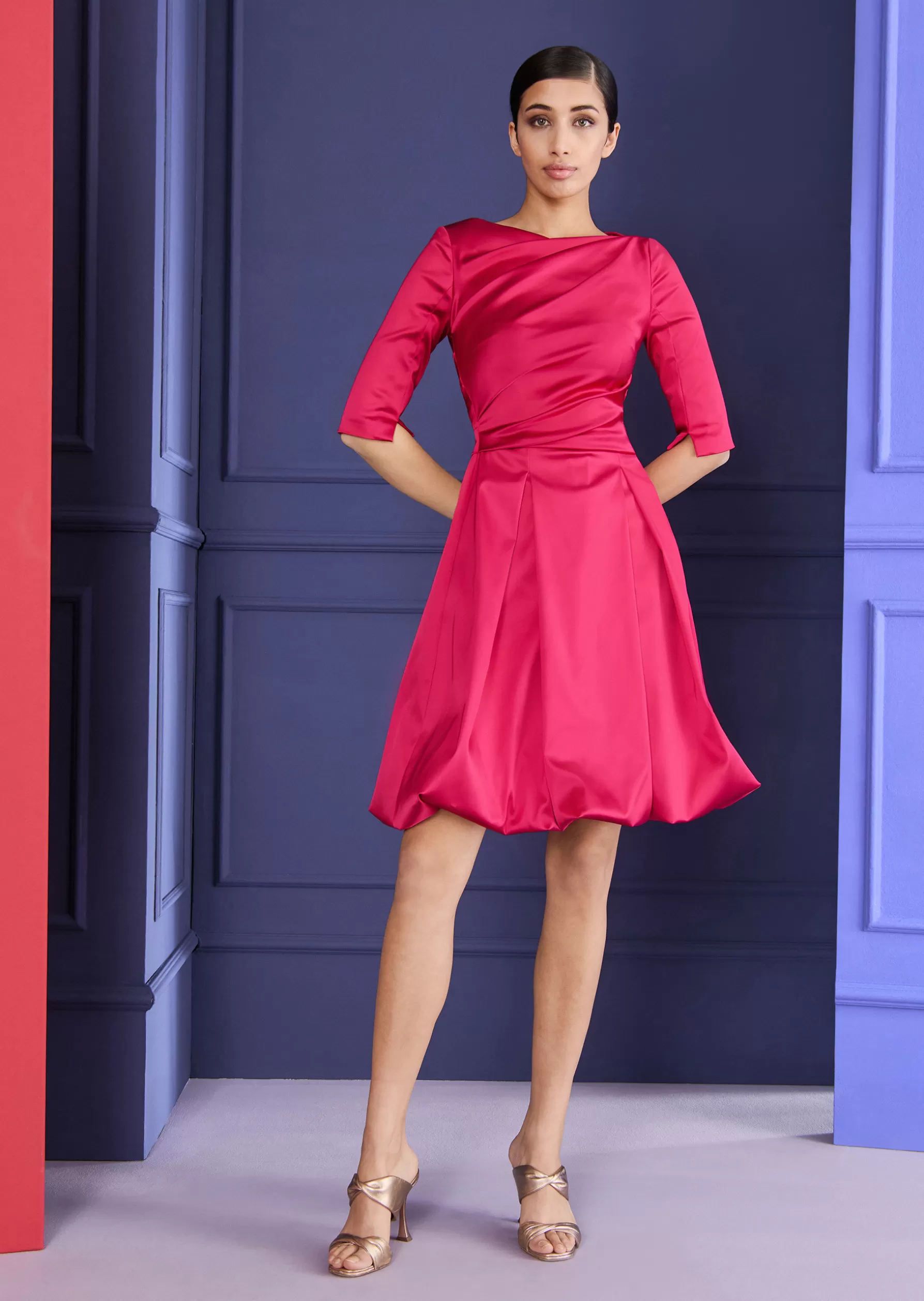 Short Dresses-Talbot Runhof Cocktail Dress Look1 Azaleapink