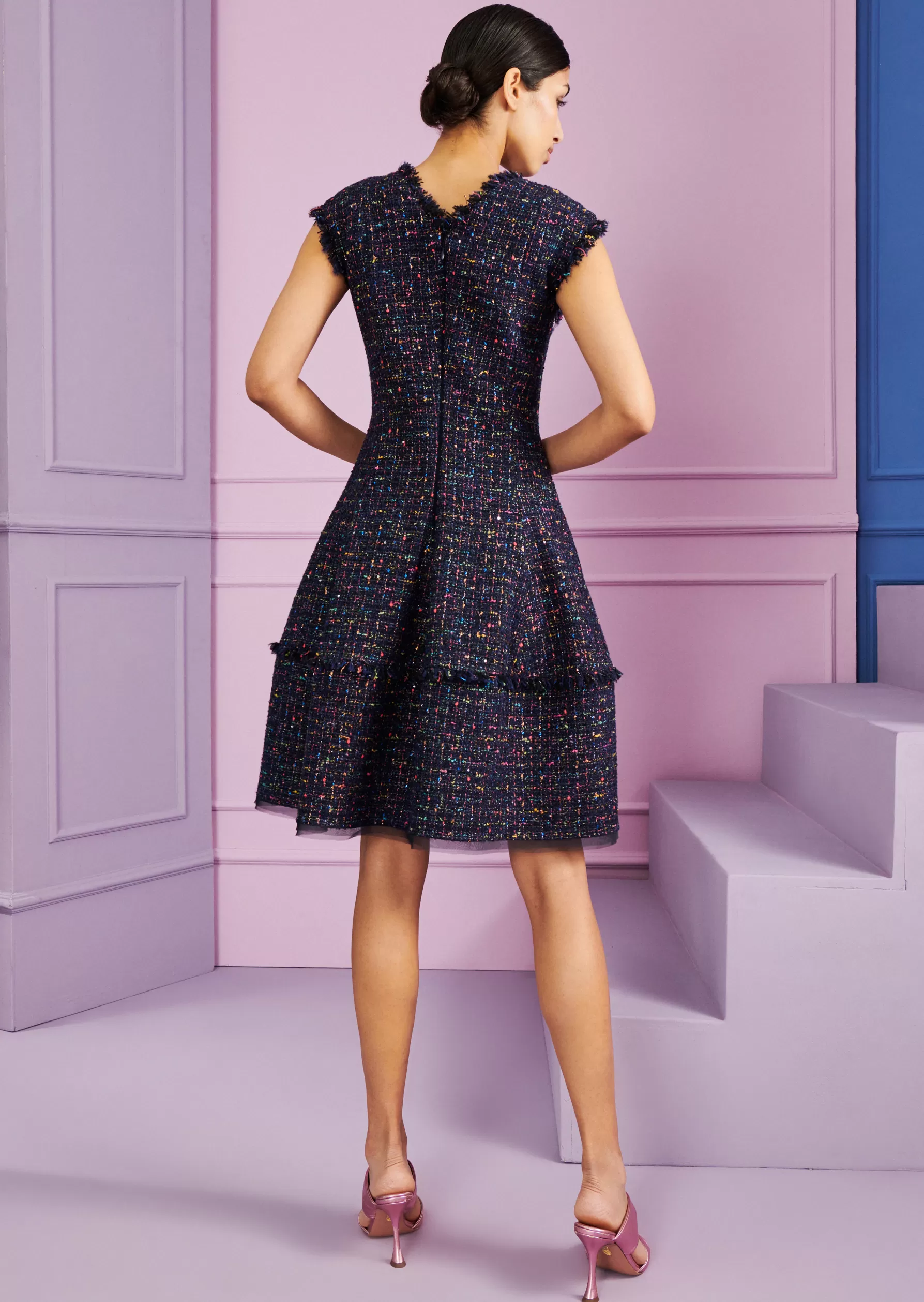 Short Dresses-Talbot Runhof Day Dress Domo7 Royalnavyblue