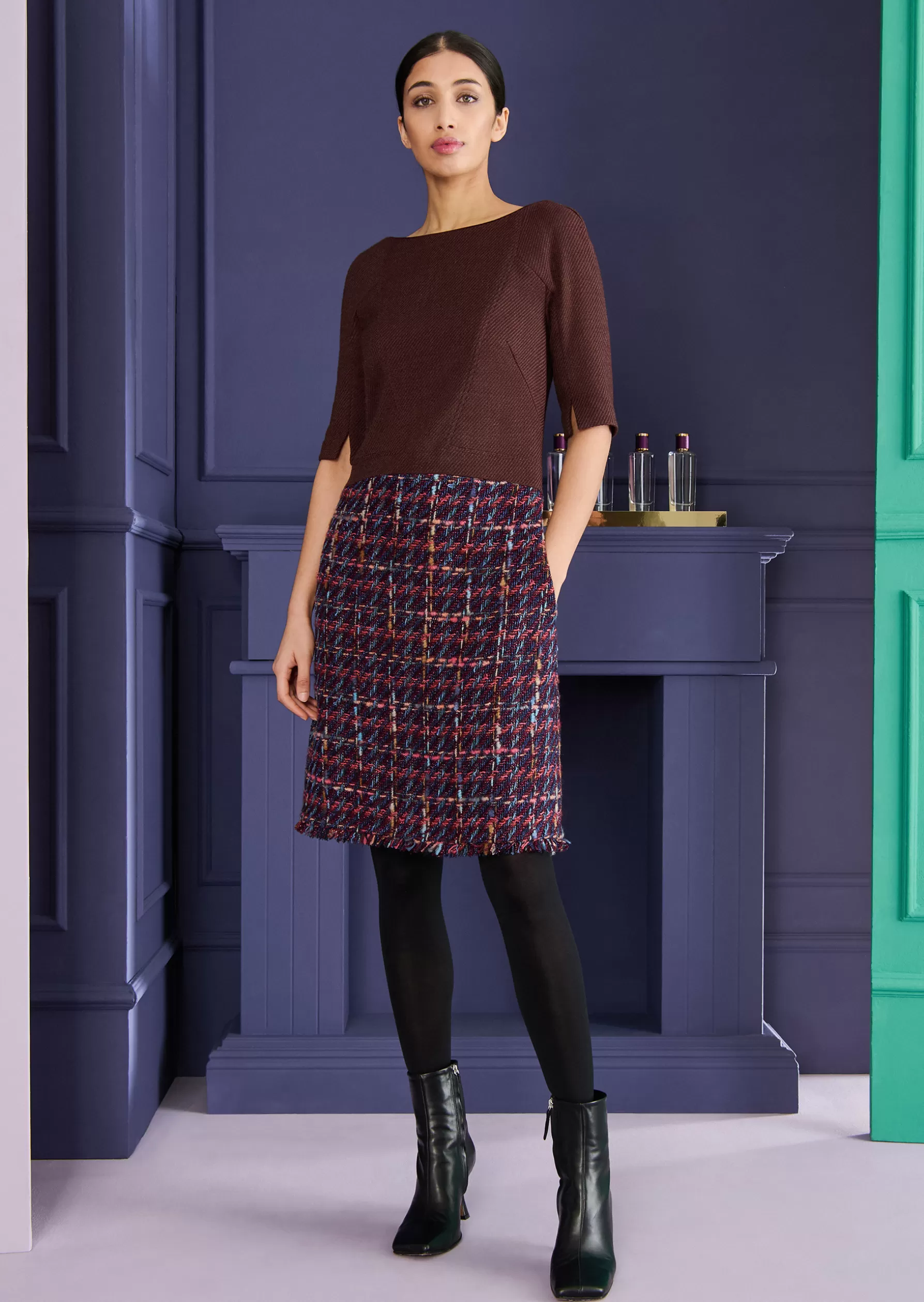 Short Dresses-Talbot Runhof Day Dress Nodose4 Cacaobrown