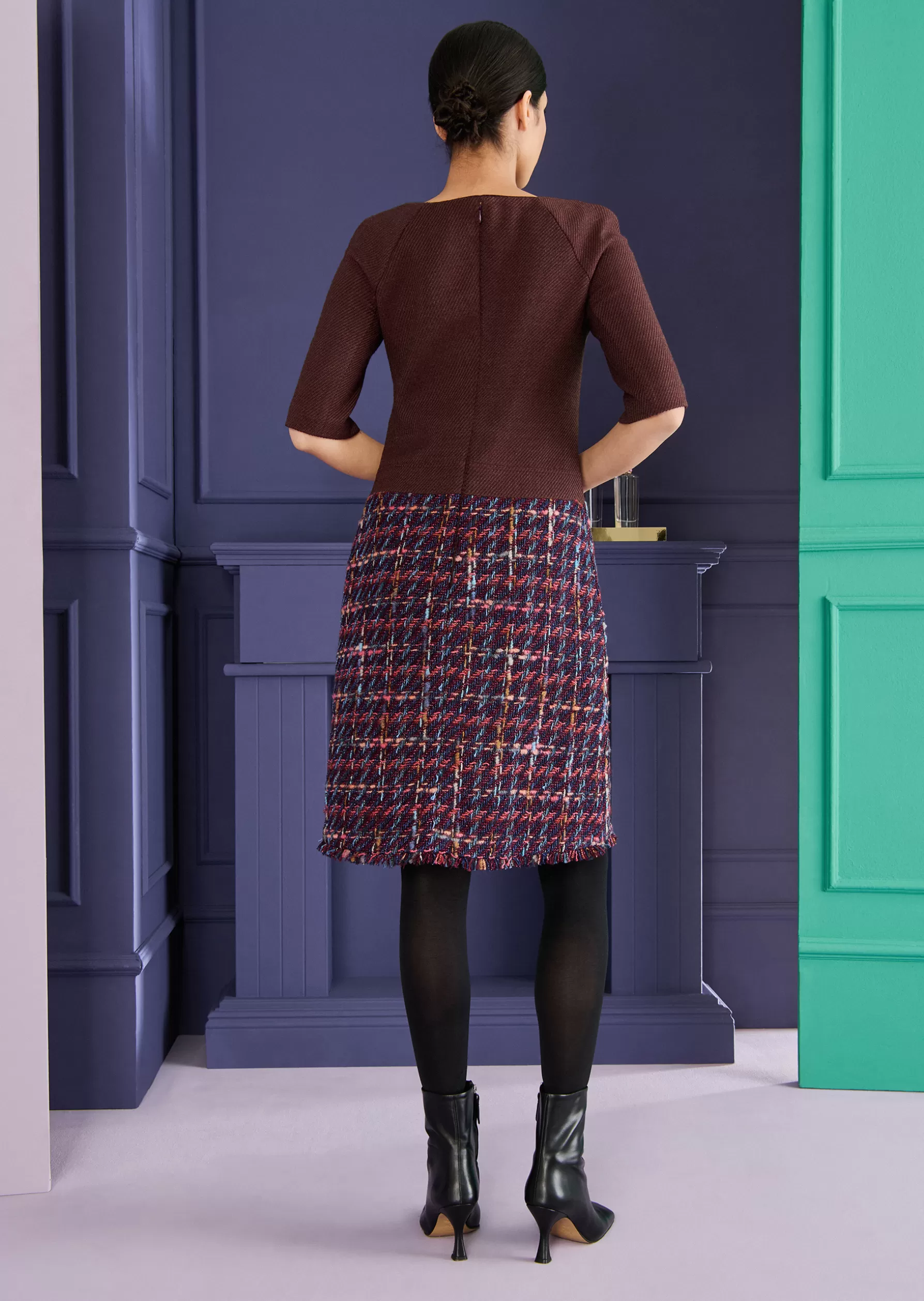 Short Dresses-Talbot Runhof Day Dress Nodose4 Cacaobrown