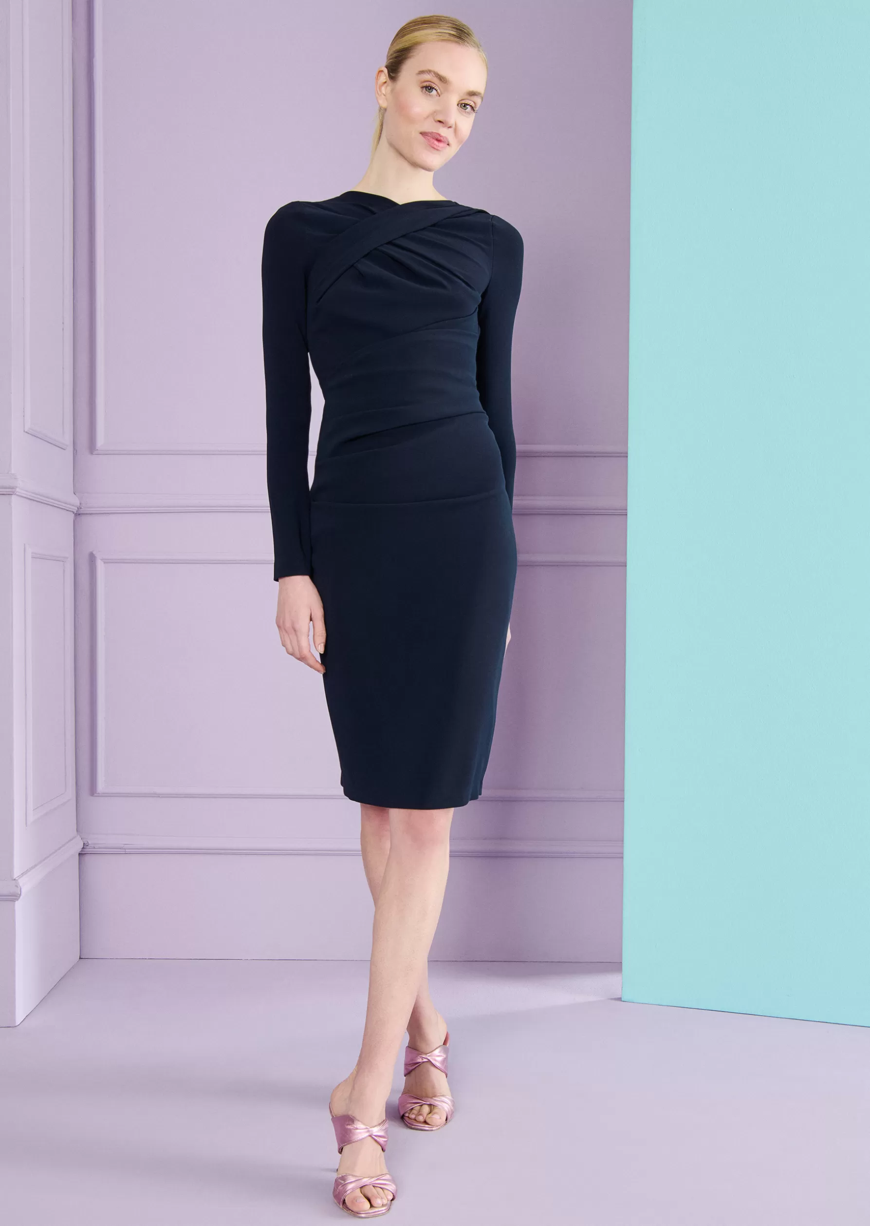 Short Dresses-Talbot Runhof Day Dress Nolan3 Midnightblue