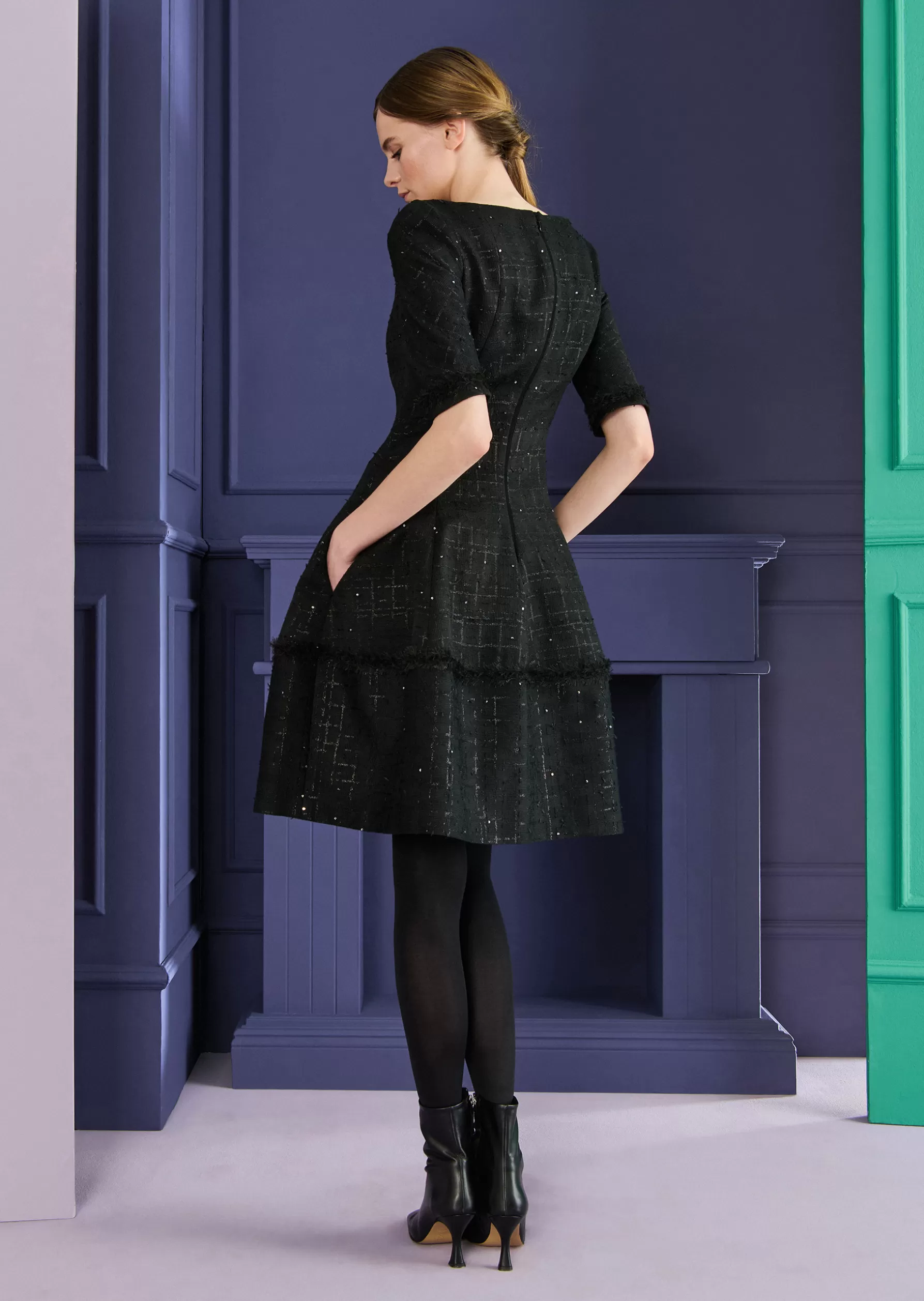 Short Dresses-Talbot Runhof Day Dress Northside12 Black