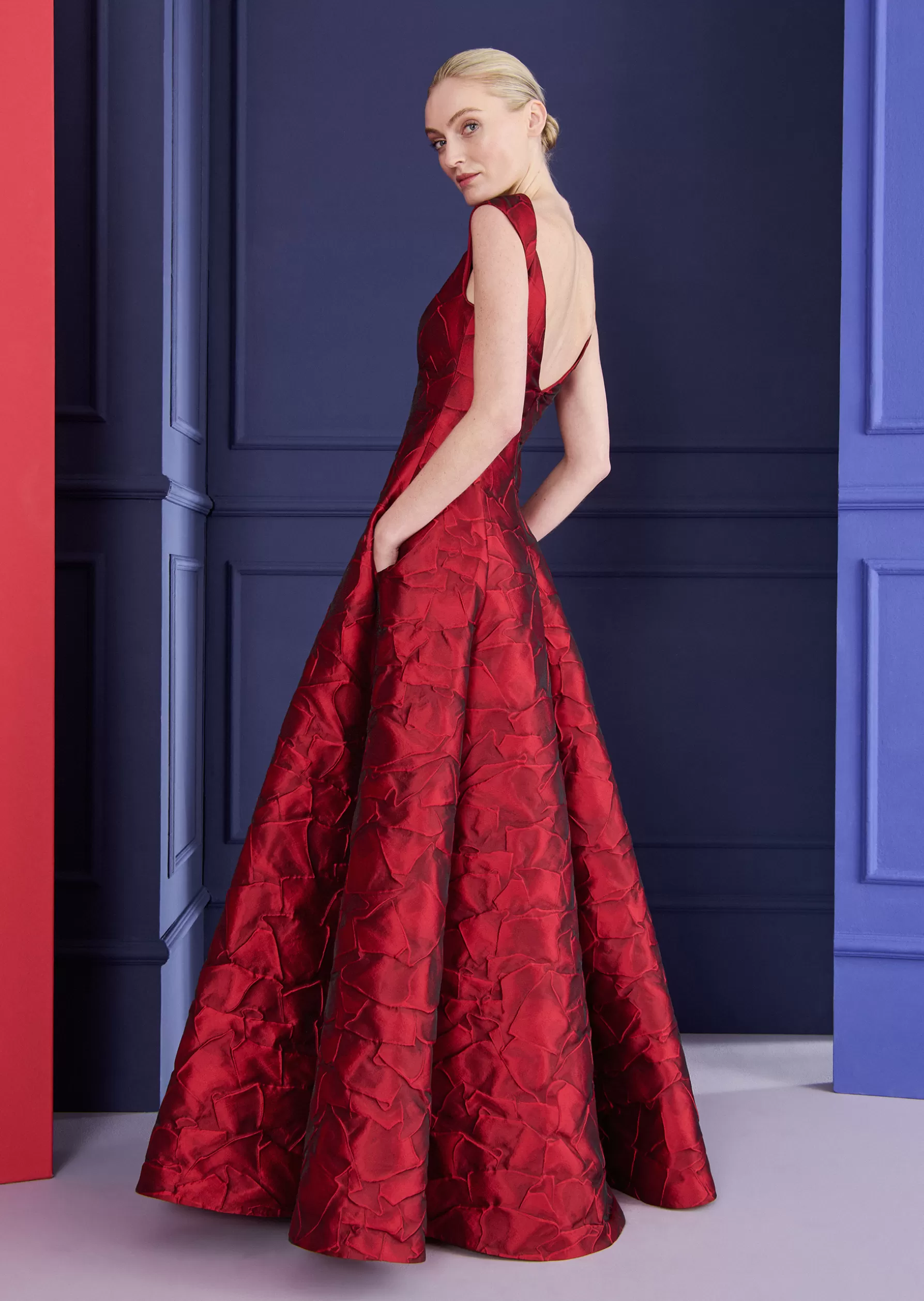 Long Dresses-Talbot Runhof Evening dress Covana3 Scarletred