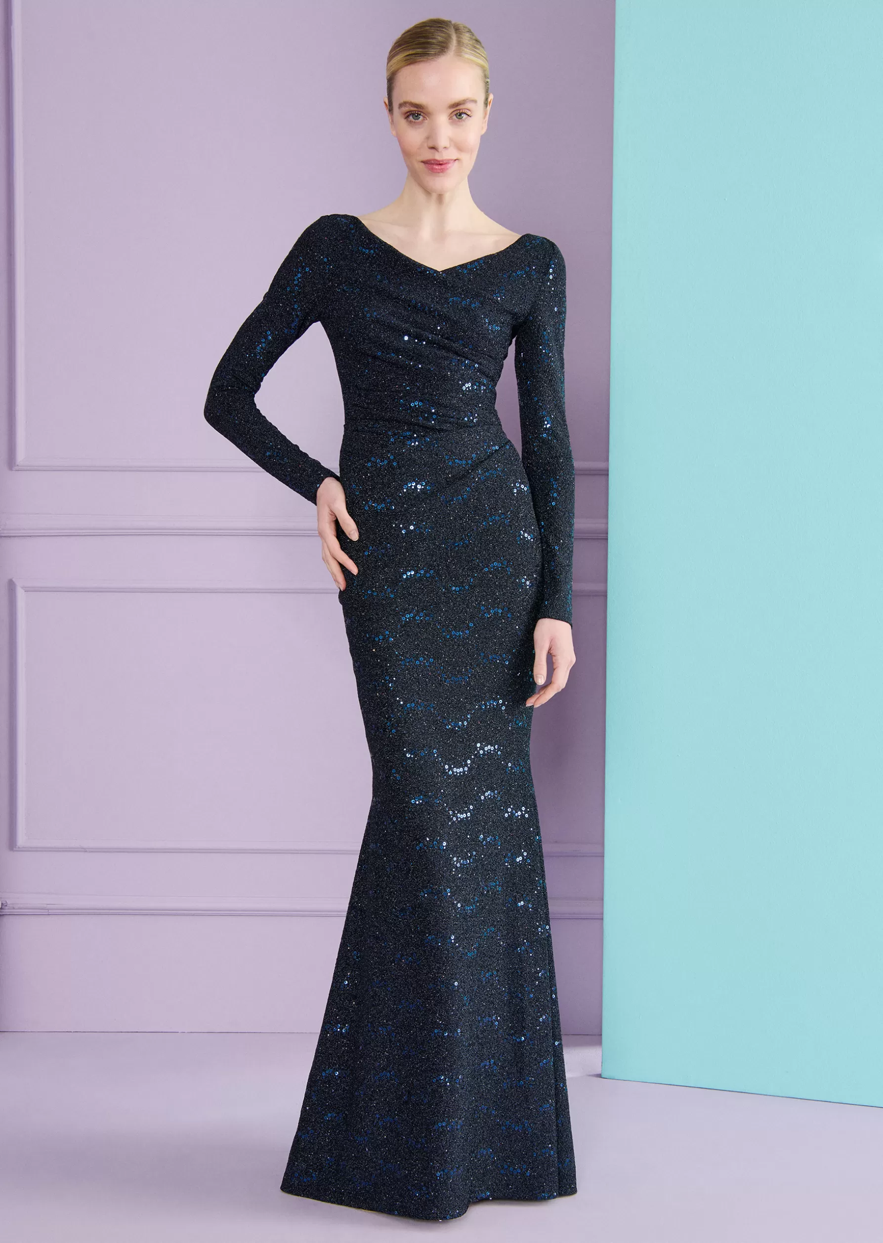 Long Dresses-Talbot Runhof Evening Dress Komoe18 Royalnavyblue