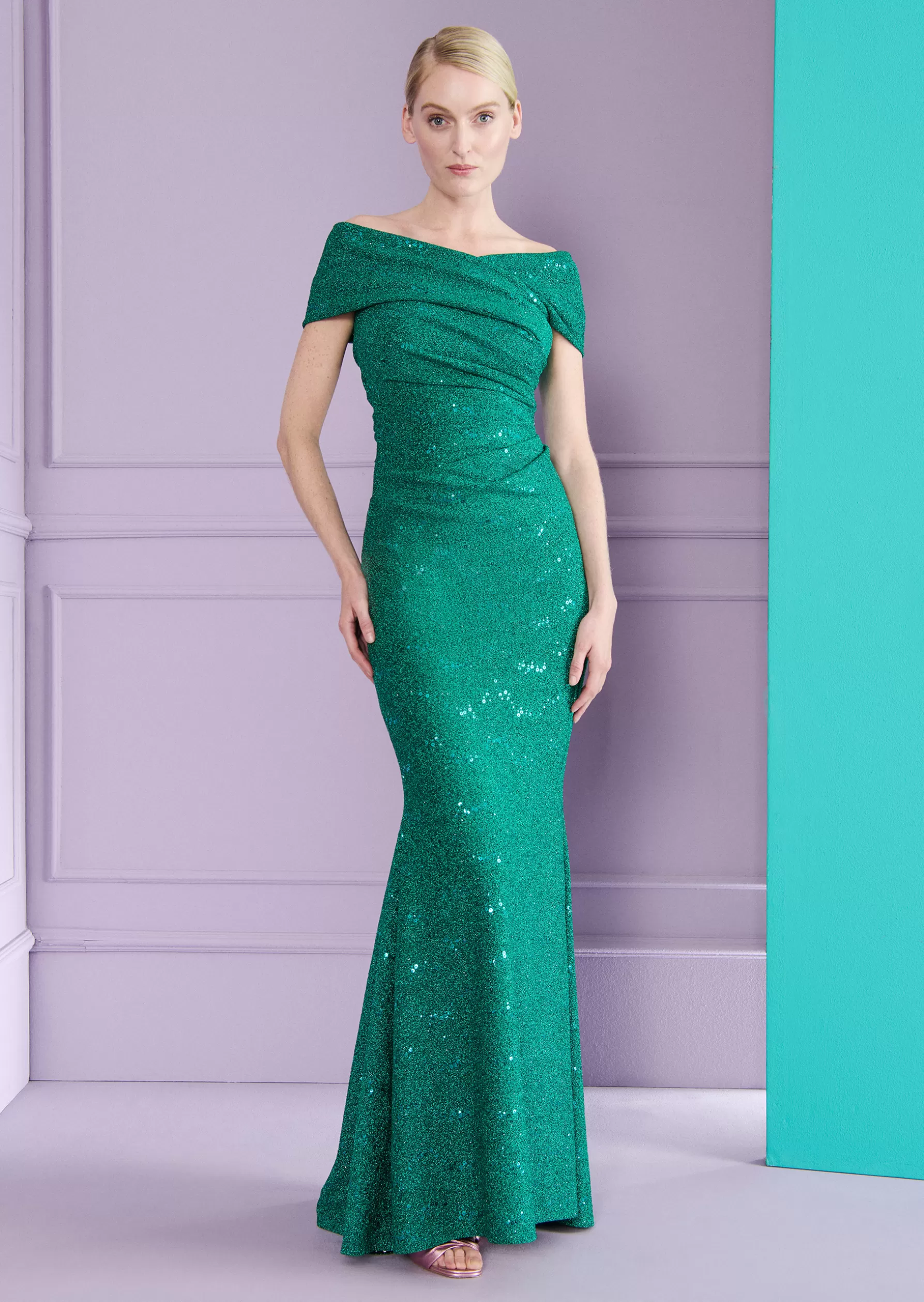 Long Dresses-Talbot Runhof Evening Dress Mobina3 Billiardgreen