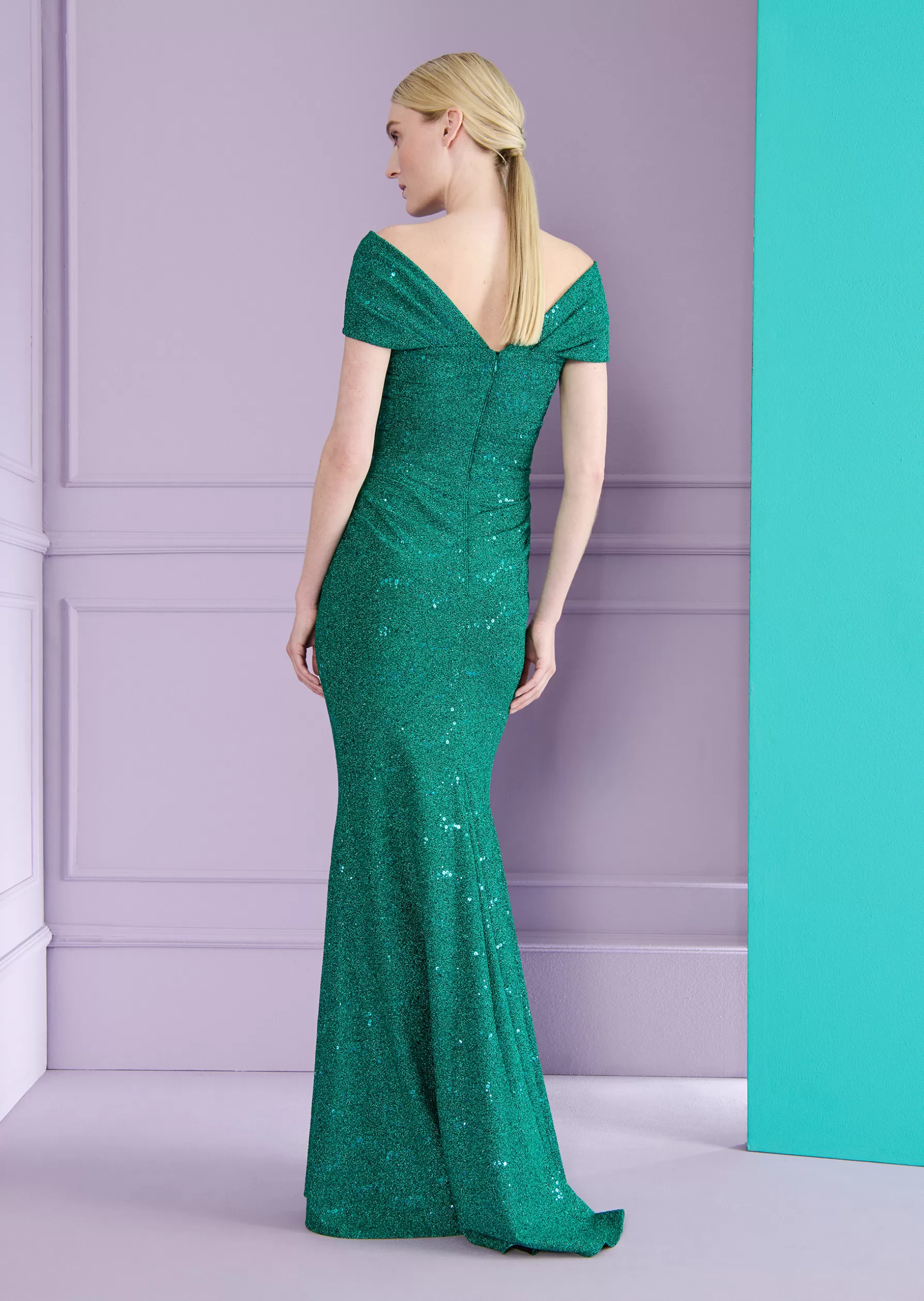 Long Dresses-Talbot Runhof Evening Dress Mobina3 Billiardgreen