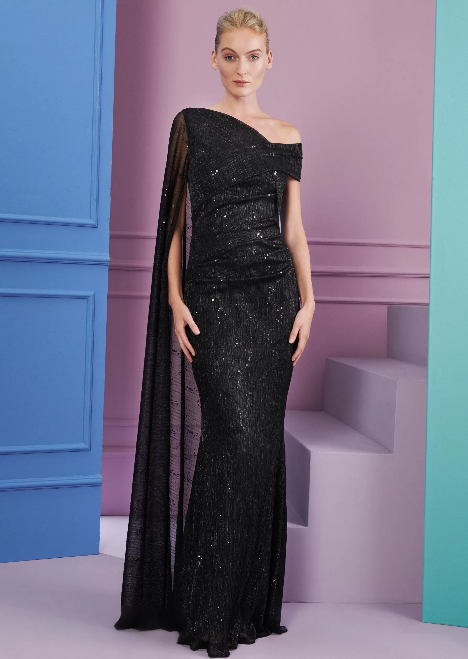 Long Dresses-Talbot Runhof Evening Dress Rosedale3 Black