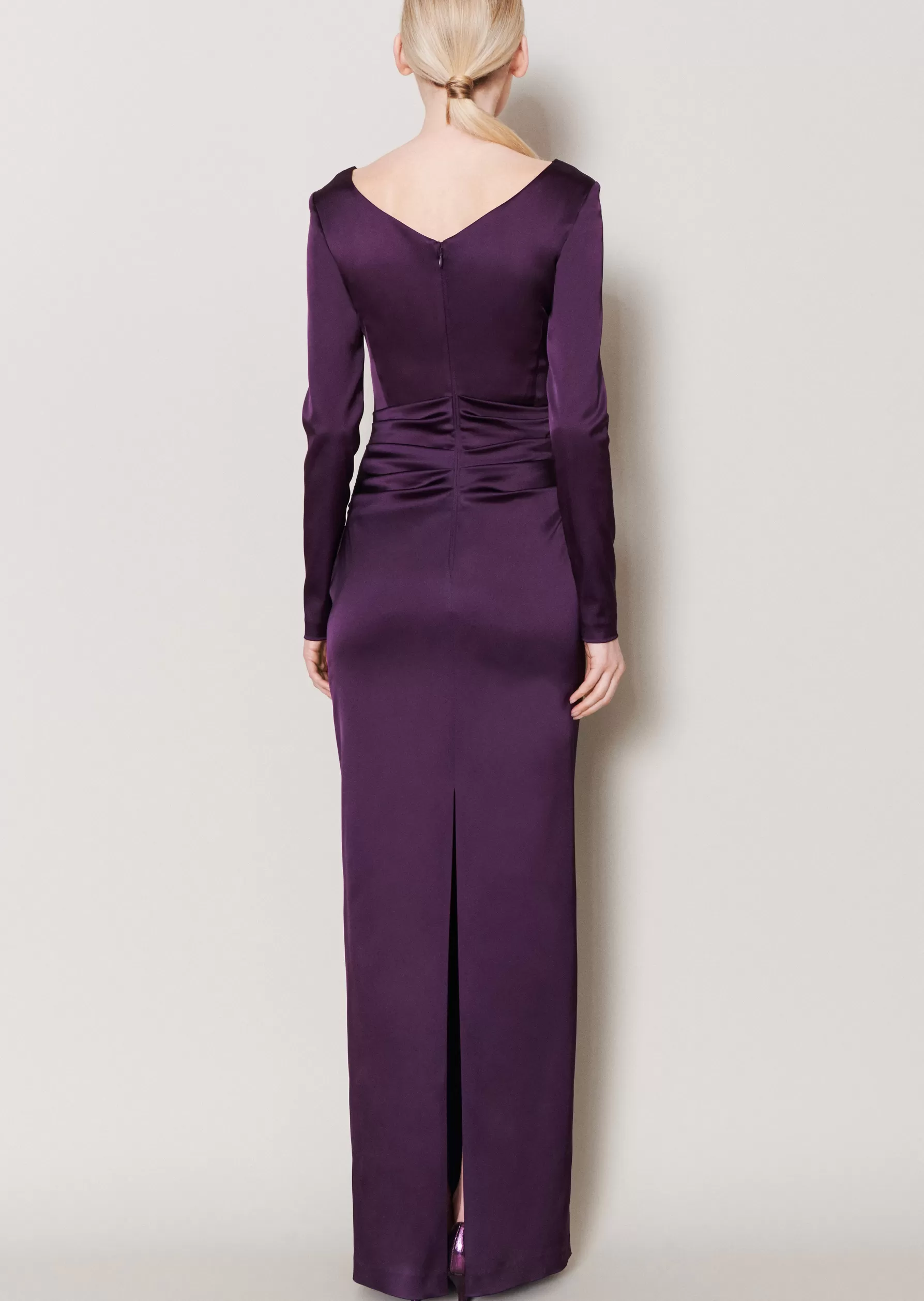 Long Dresses-Talbot Runhof Evening Dress Roya7 Claretpurple