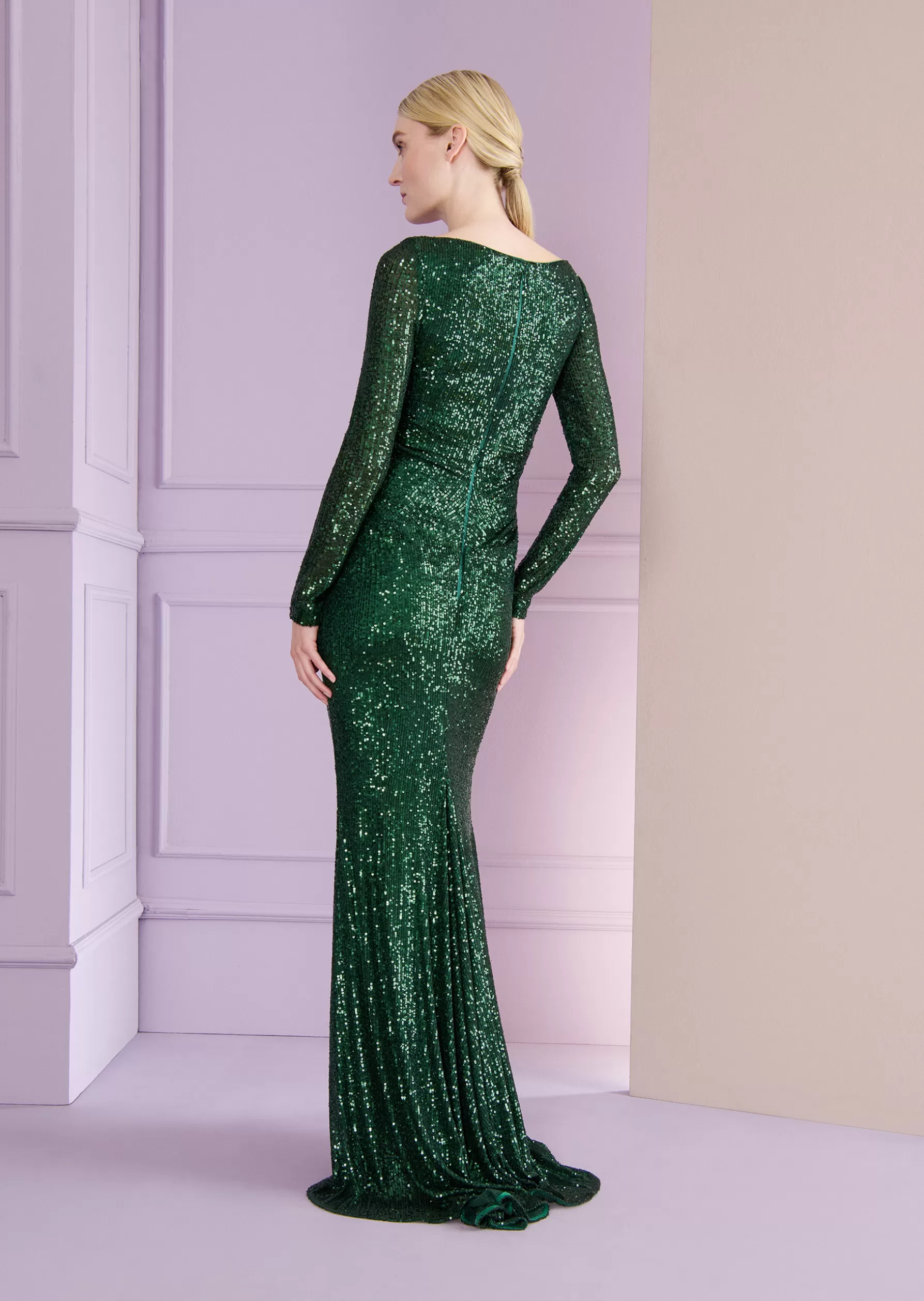 Long Dresses-Talbot Runhof Evening Dress Tolga13 Emeraldgreen