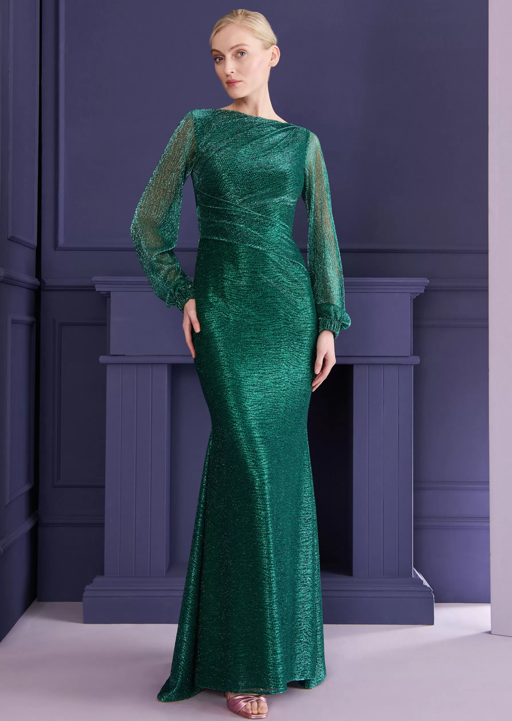 Long Dresses-Talbot Runhof Evening Dress Tolga14 Billiardgreen
