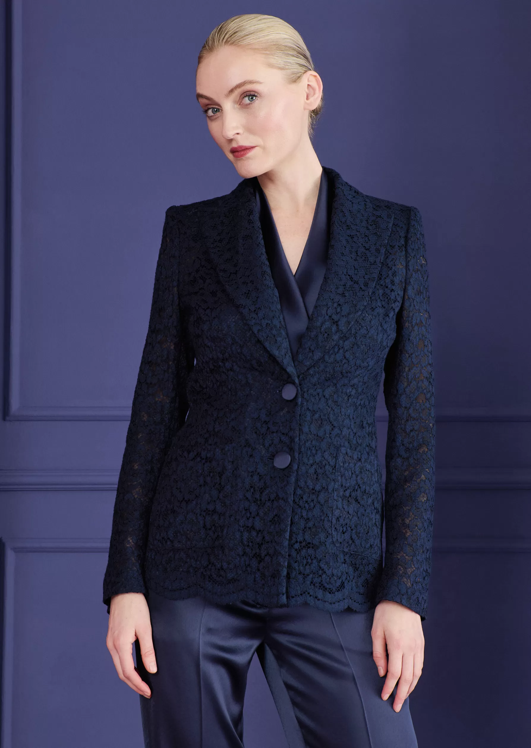 Jackets & Coats-Talbot Runhof Jacket Mulberry1 Midnightblue