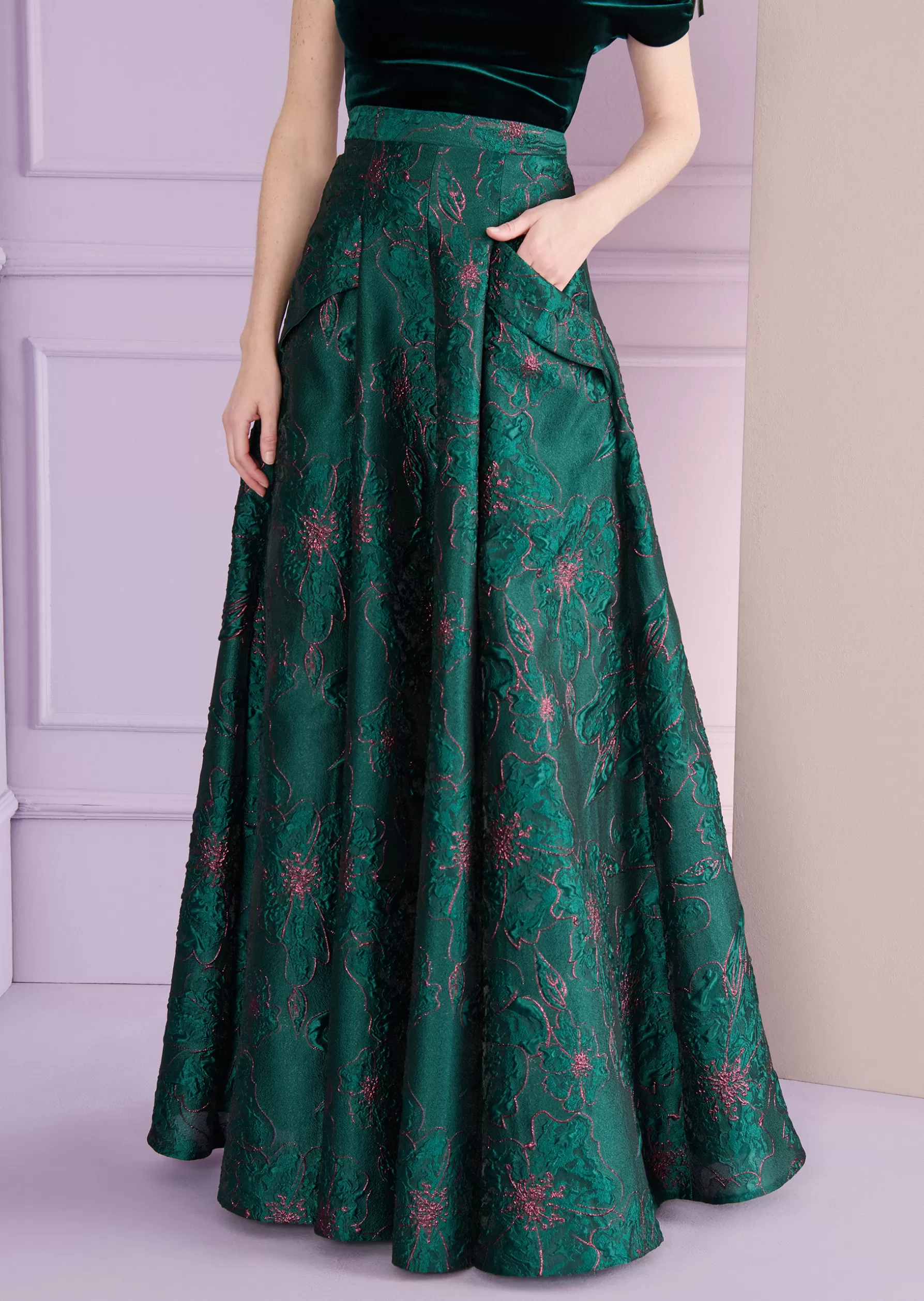 Skirts-Talbot Runhof Long Skirt Kempten3 Cypressgreen