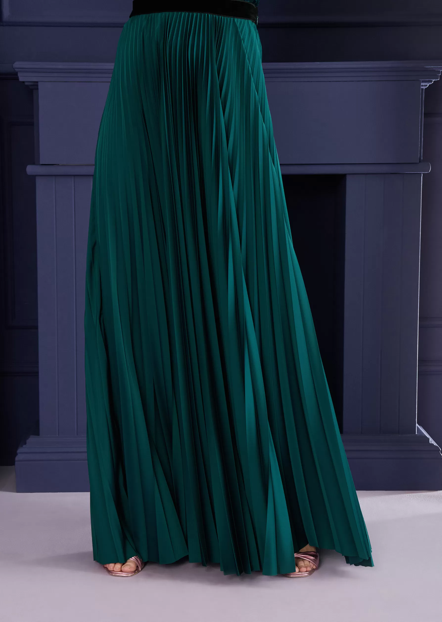 Skirts-Talbot Runhof Maxi Skirt Melba1 Cypressgreen