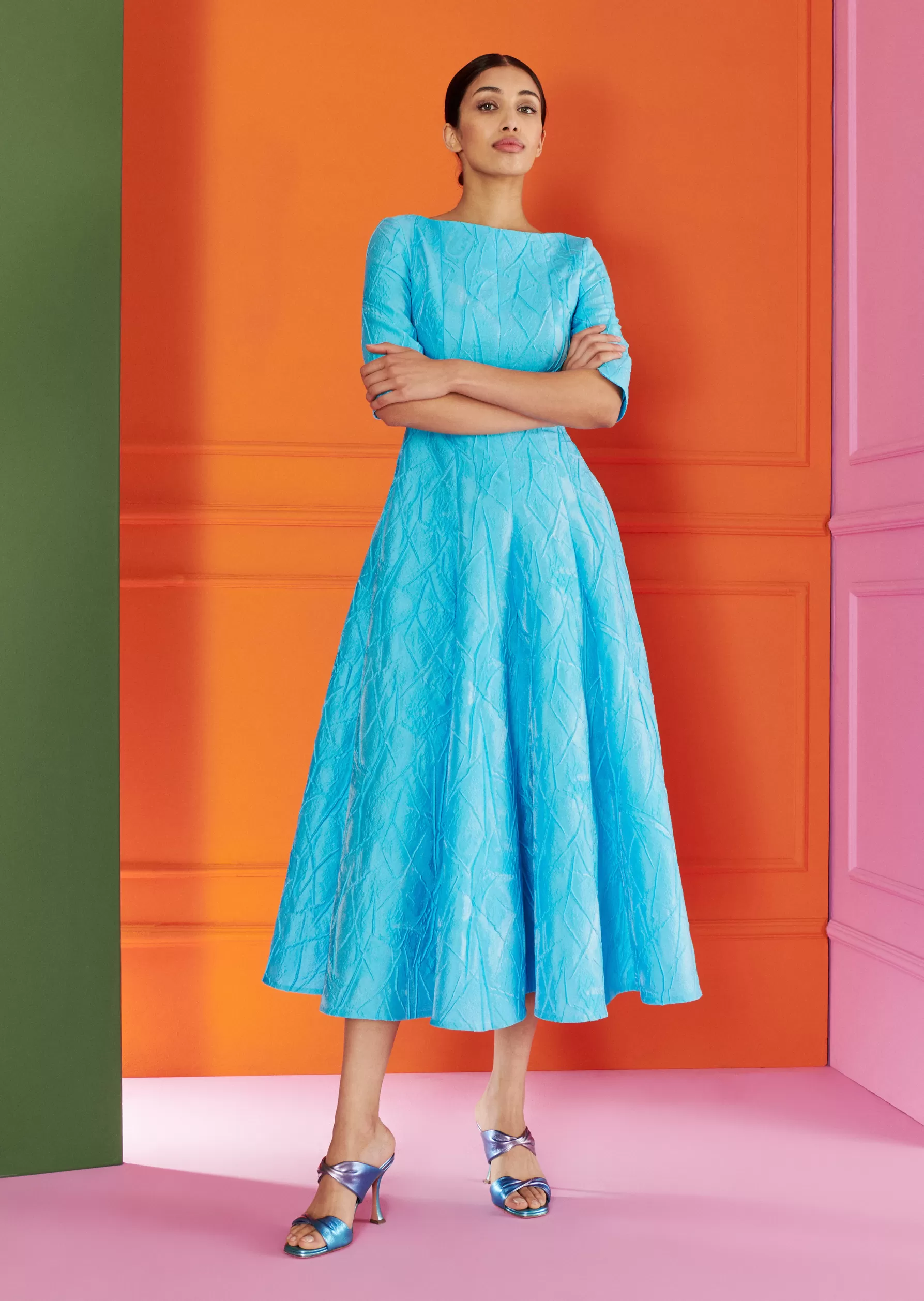 Endless Summer-Talbot Runhof Midi Dress Bogna2 Turquoise