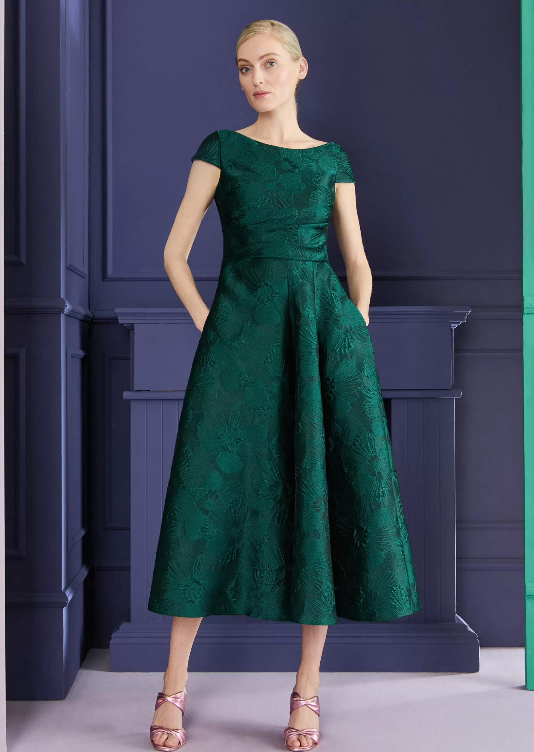 Midi Dresses-Talbot Runhof Midi Dress Homey1 Cypressgreen