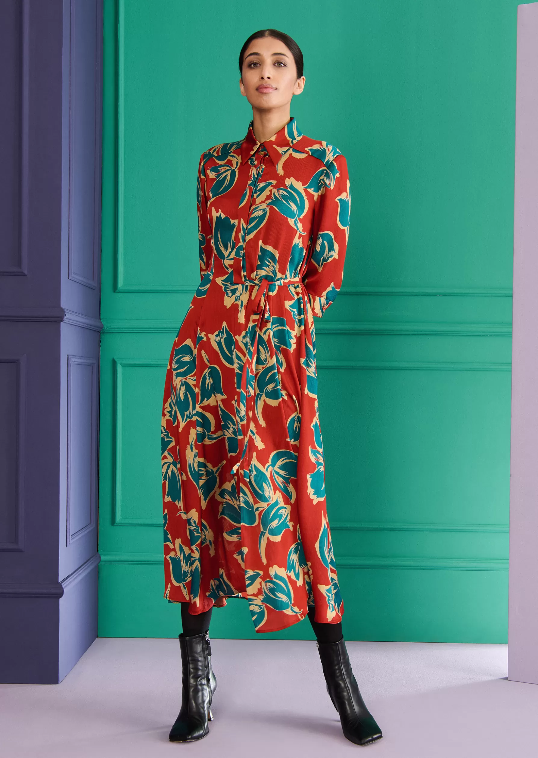 Midi Dresses-Talbot Runhof Midi Dress Logout1 Terracottared