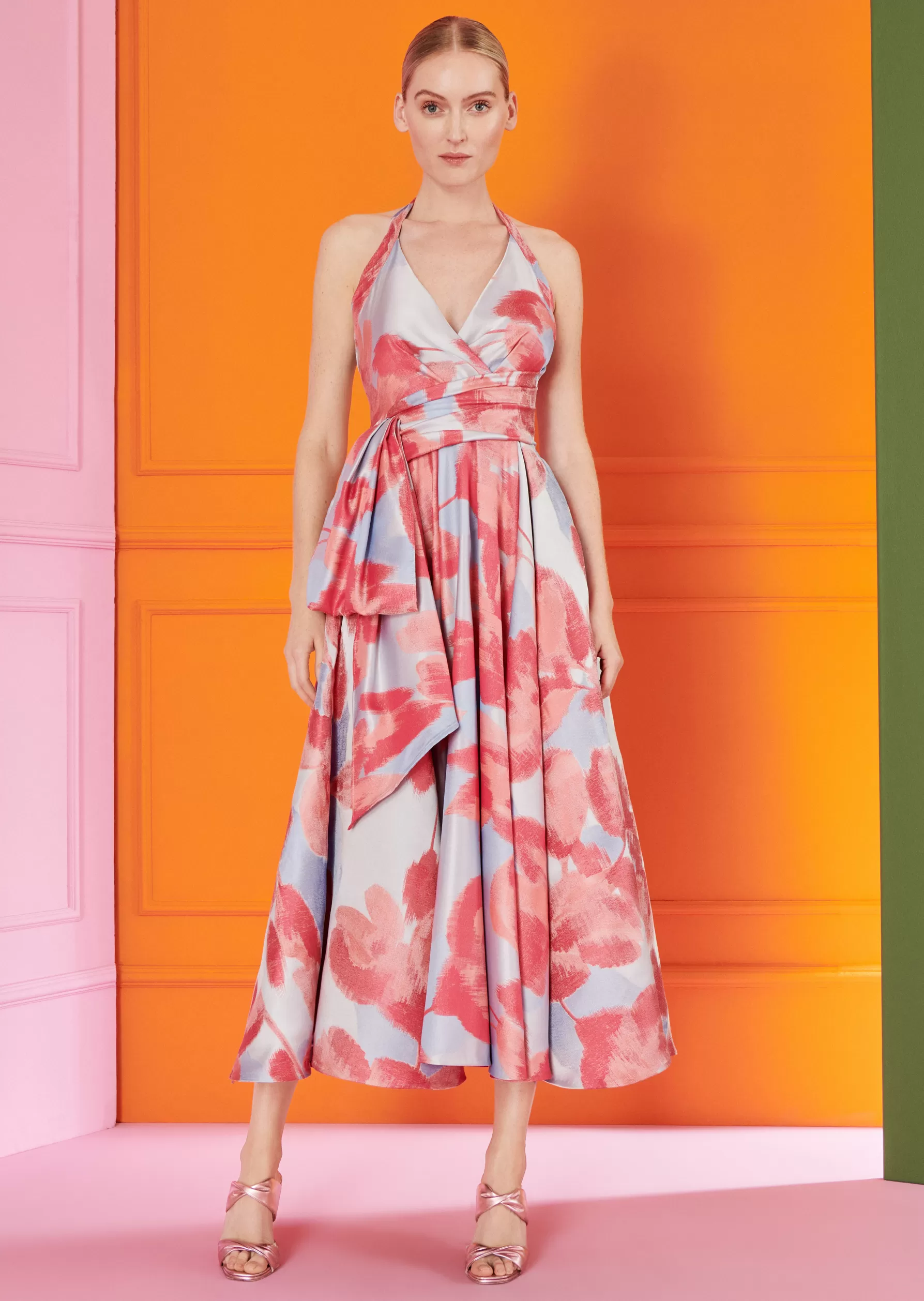 Endless Summer-Talbot Runhof Midi Dress Lombino2 Azaleapink