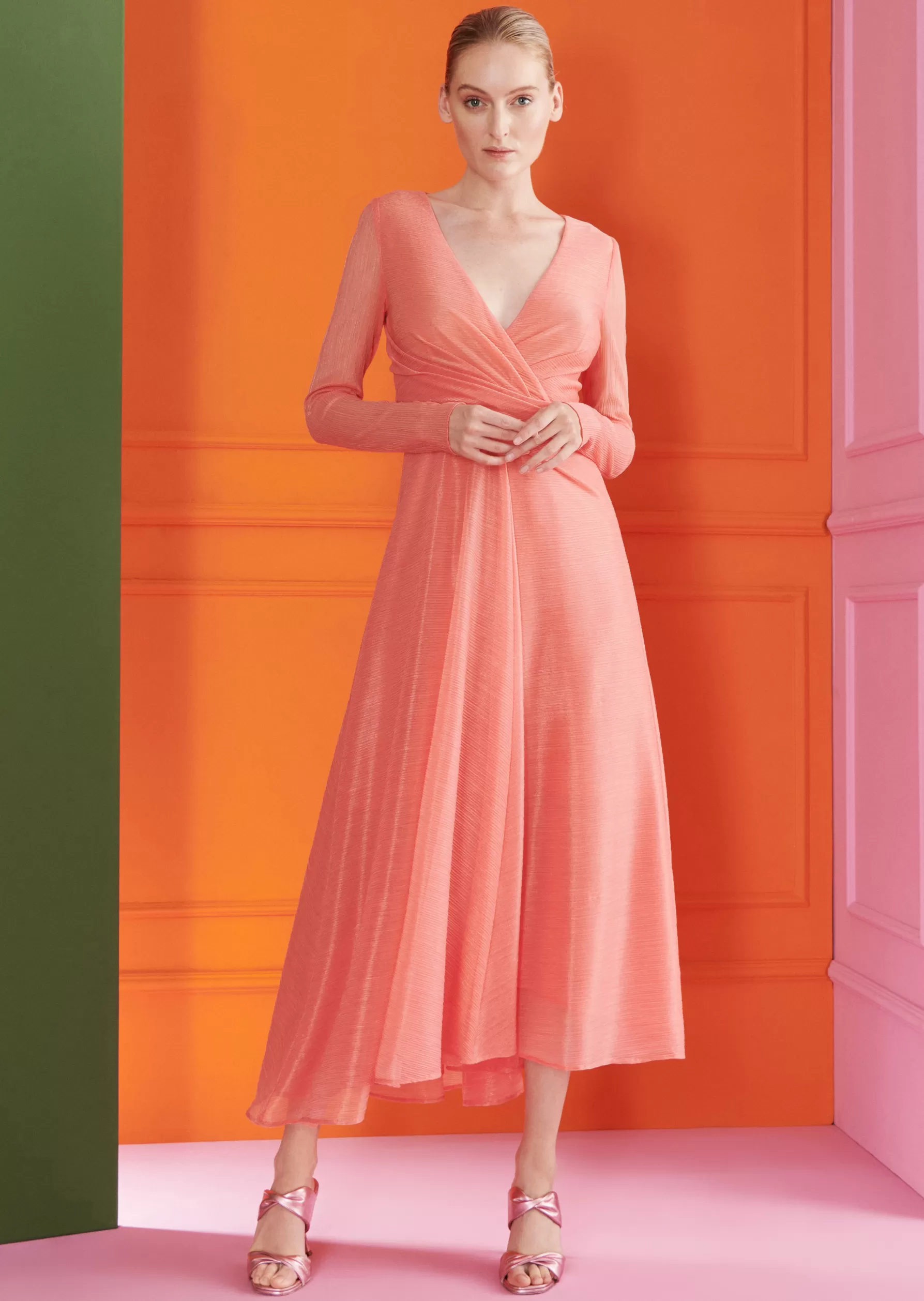 Midi Dresses-Talbot Runhof Midi Dress Pokario13 Pink