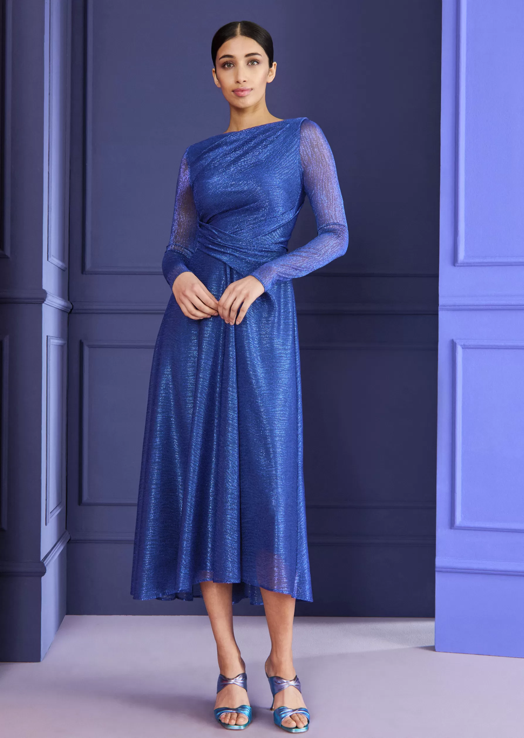 Midi Dresses-Talbot Runhof Midi Dress Ross28 Electricblue