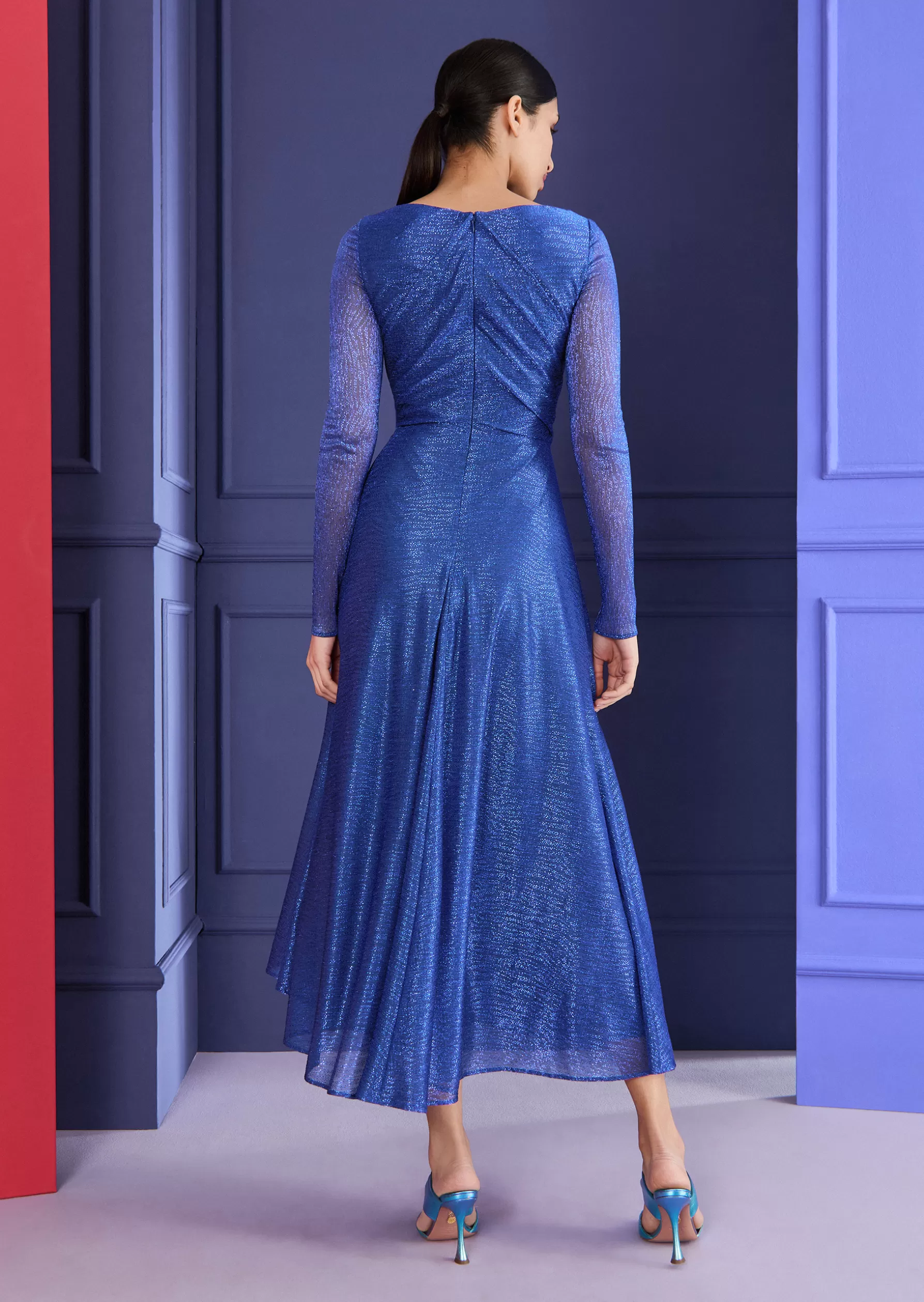 Midi Dresses-Talbot Runhof Midi Dress Ross28 Electricblue