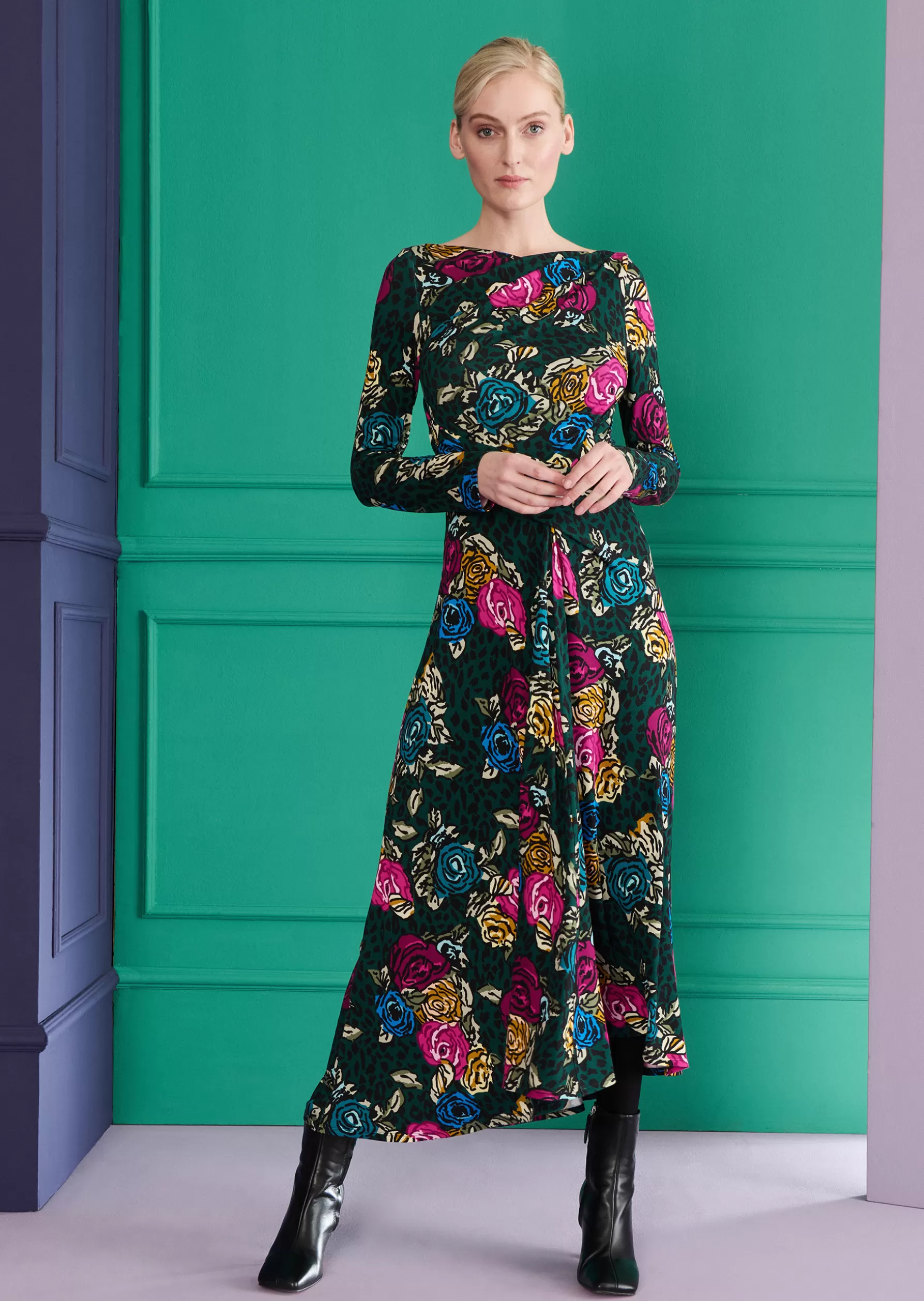 Midi Dresses-Talbot Runhof Midi Dress Ross31 Cypressgreen