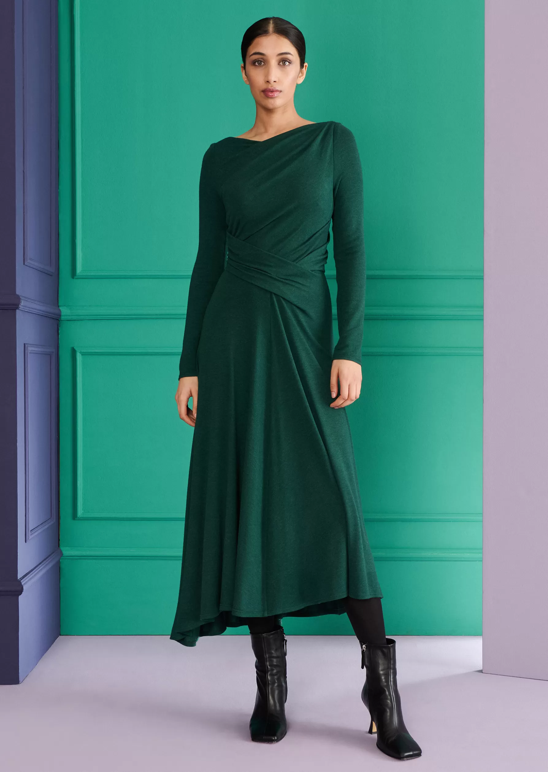 Midi Dresses-Talbot Runhof Midi Dress Ross31 Cypressgreen