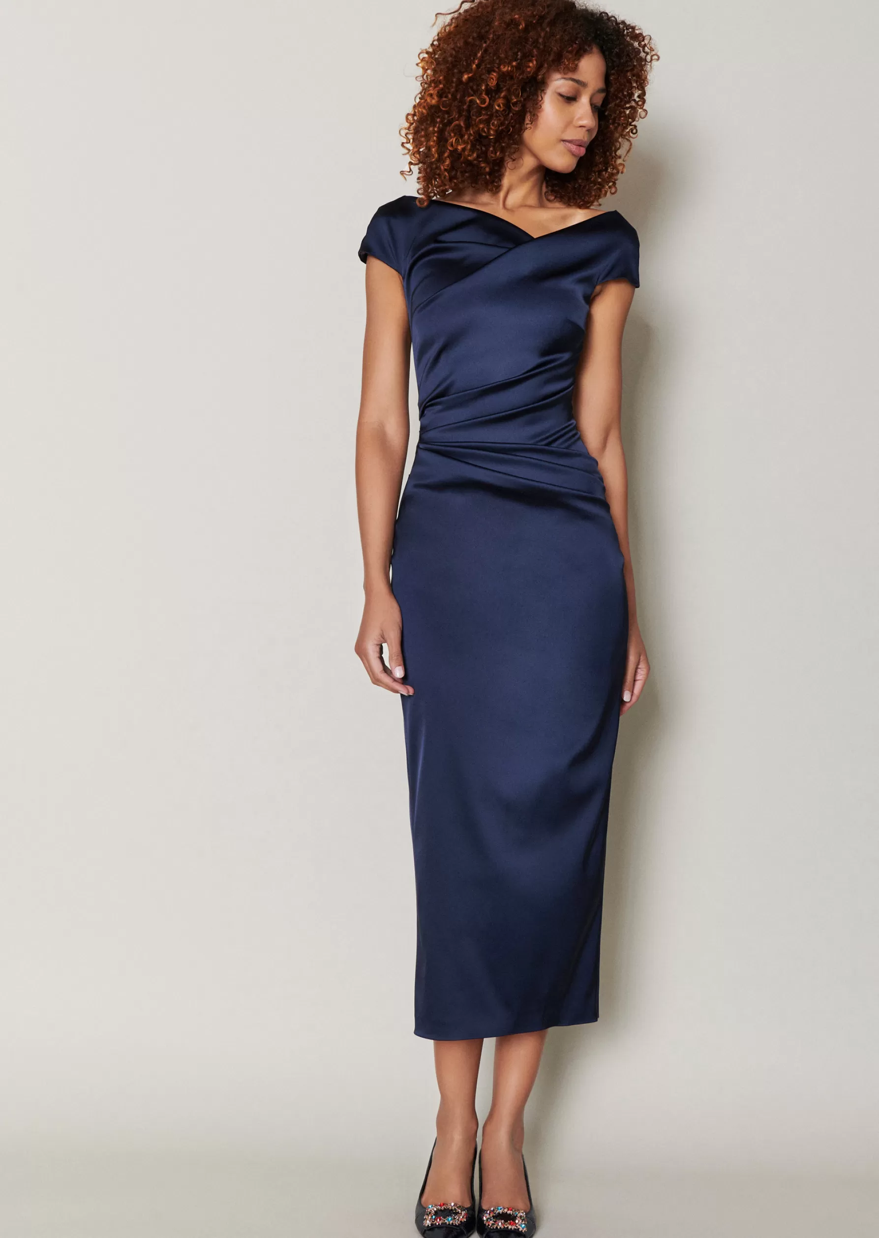 Midi Dresses-Talbot Runhof Midi Dress Roya1 Armada
