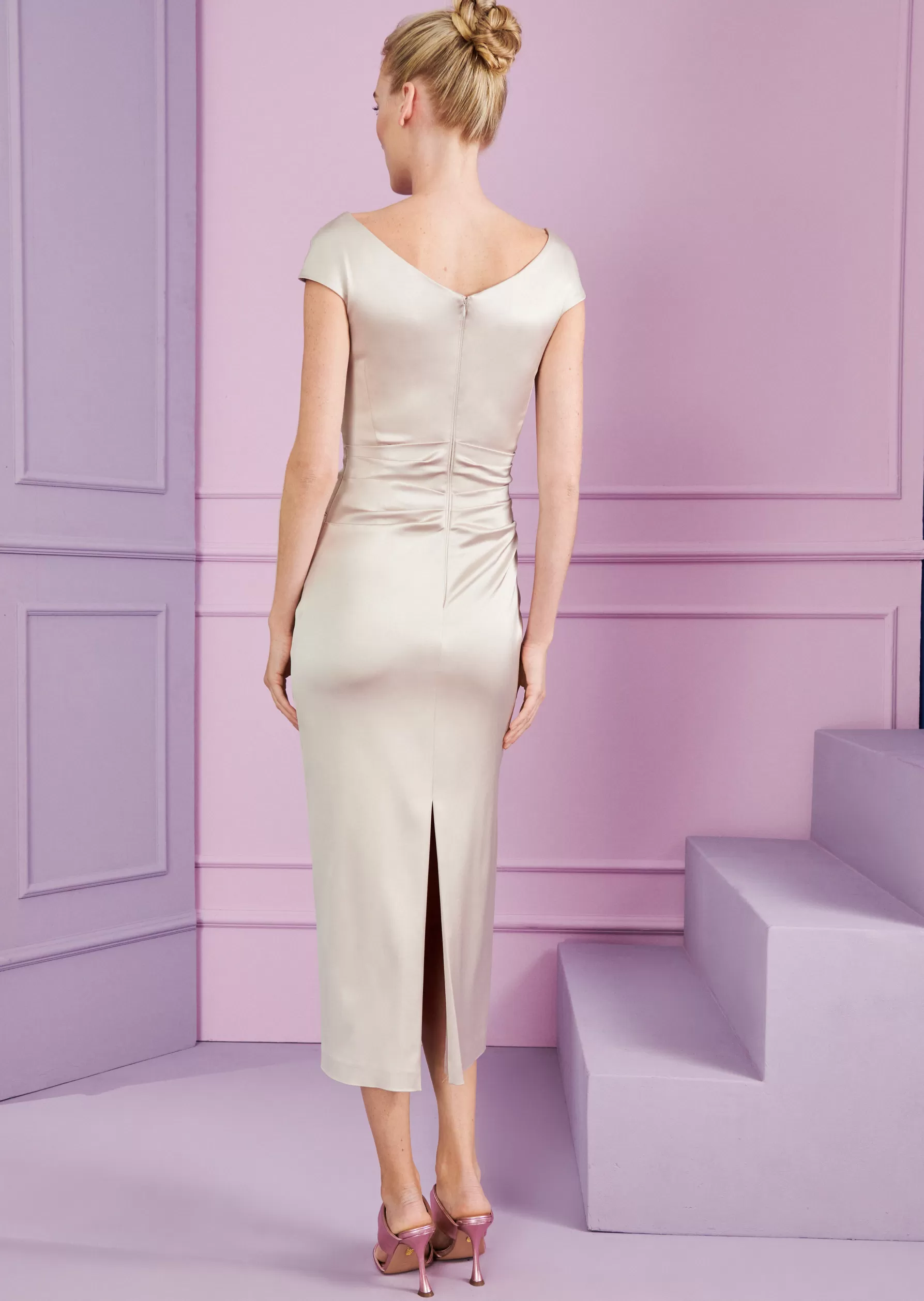 Midi Dresses-Talbot Runhof Midi Dress Roya1 Cream