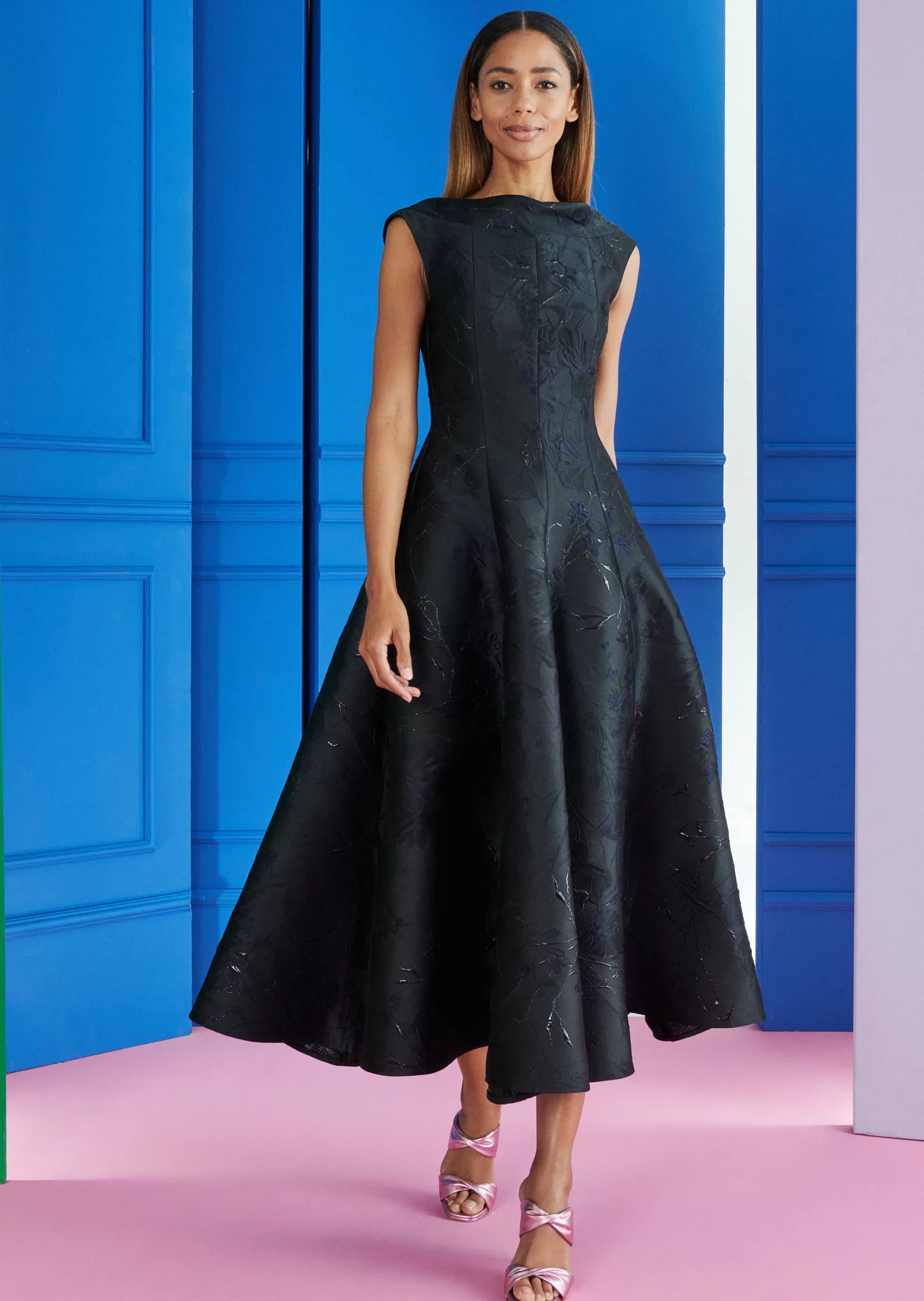 Midi Dresses-Talbot Runhof Midi Dress Tomini5 Midnightblue