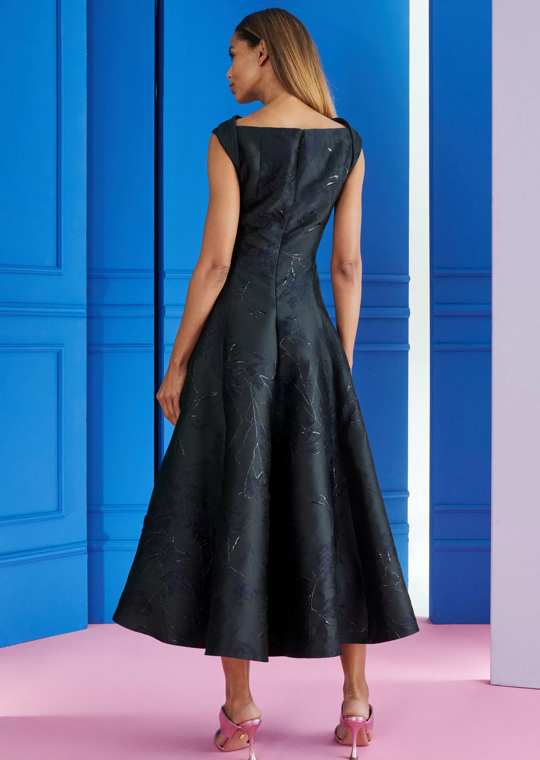 Midi Dresses-Talbot Runhof Midi Dress Tomini5 Midnightblue
