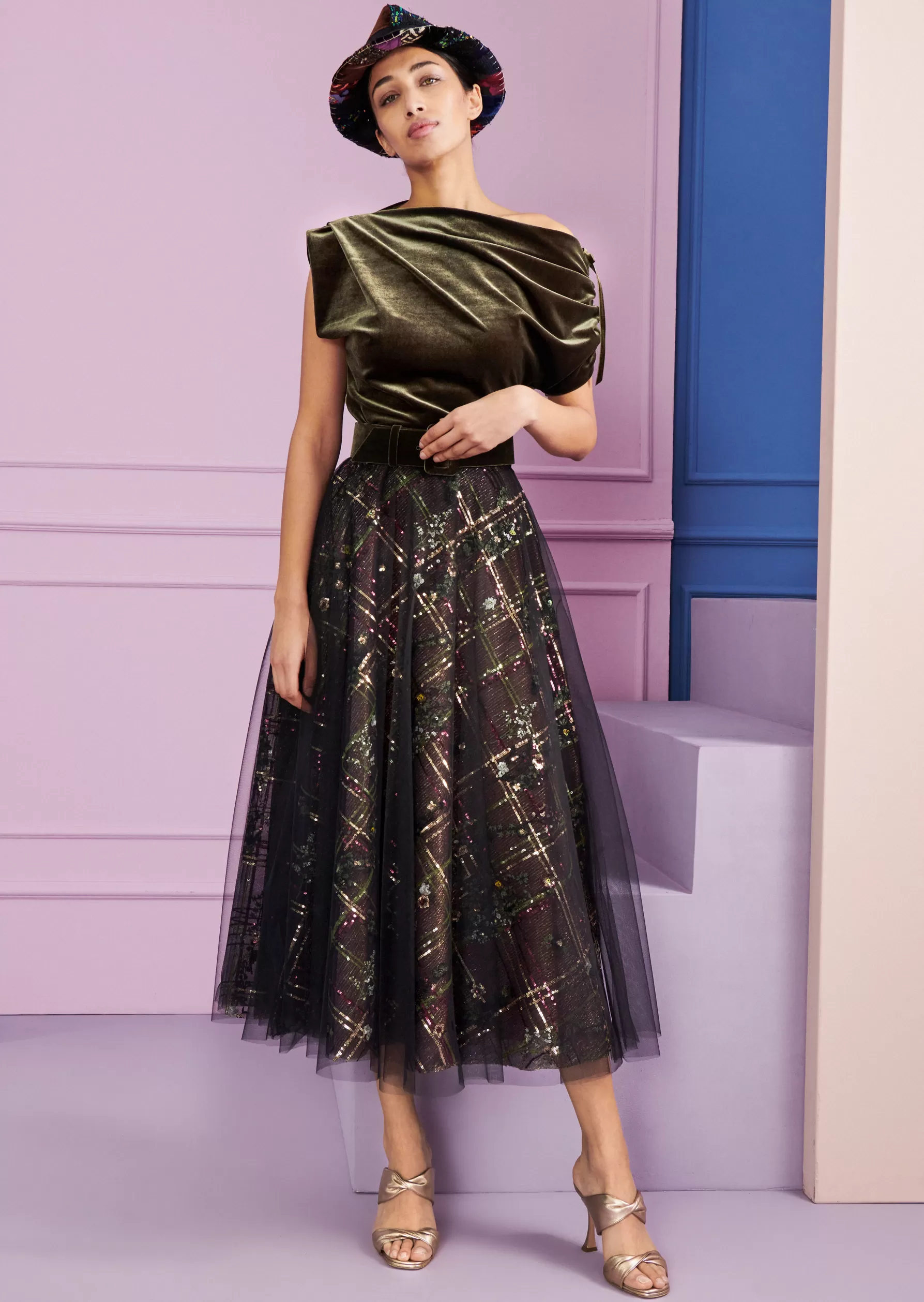 Skirts-Talbot Runhof Midi Skirt Hessa1 Huntergreen