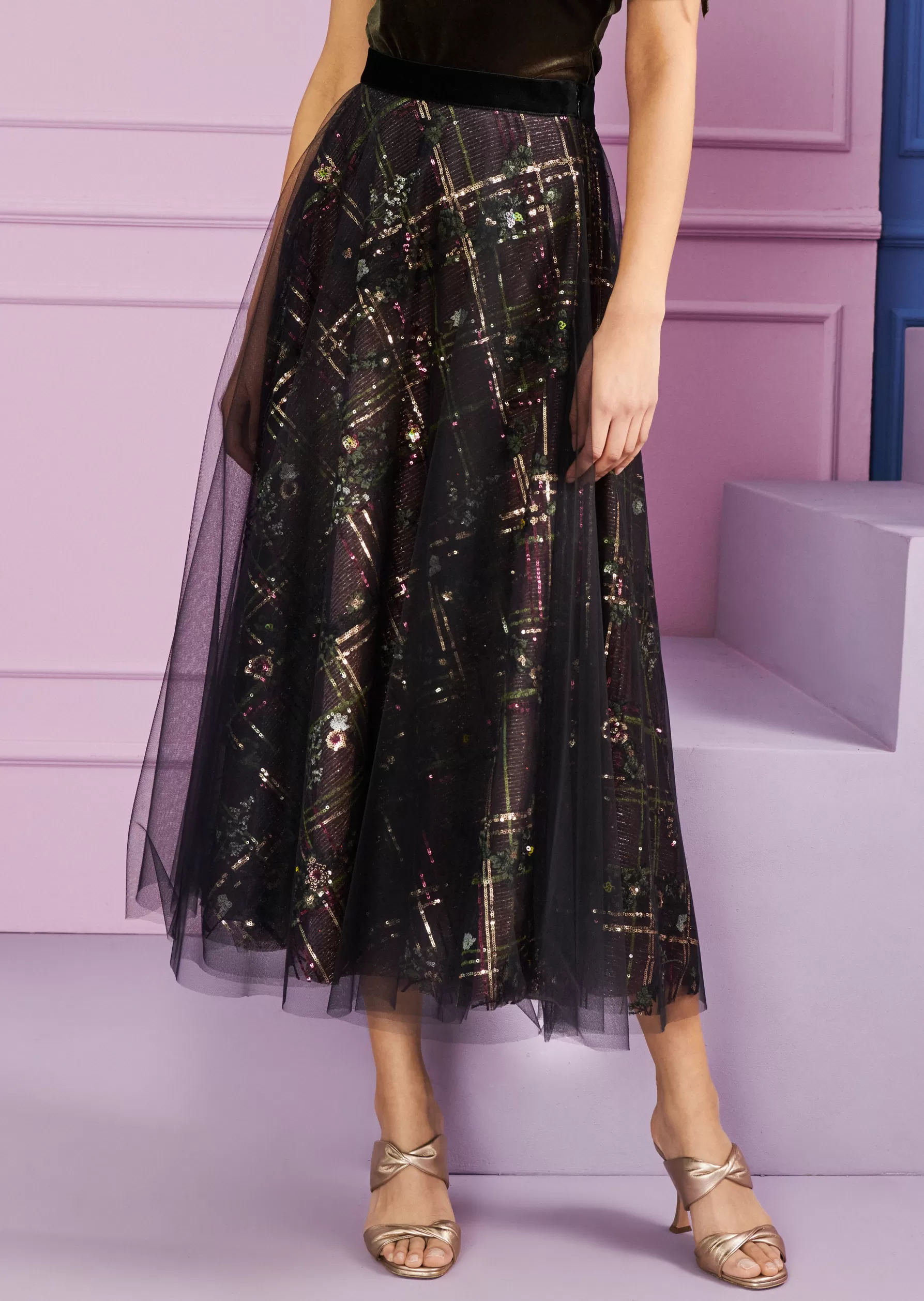Skirts-Talbot Runhof Midi Skirt Hessa1 Huntergreen