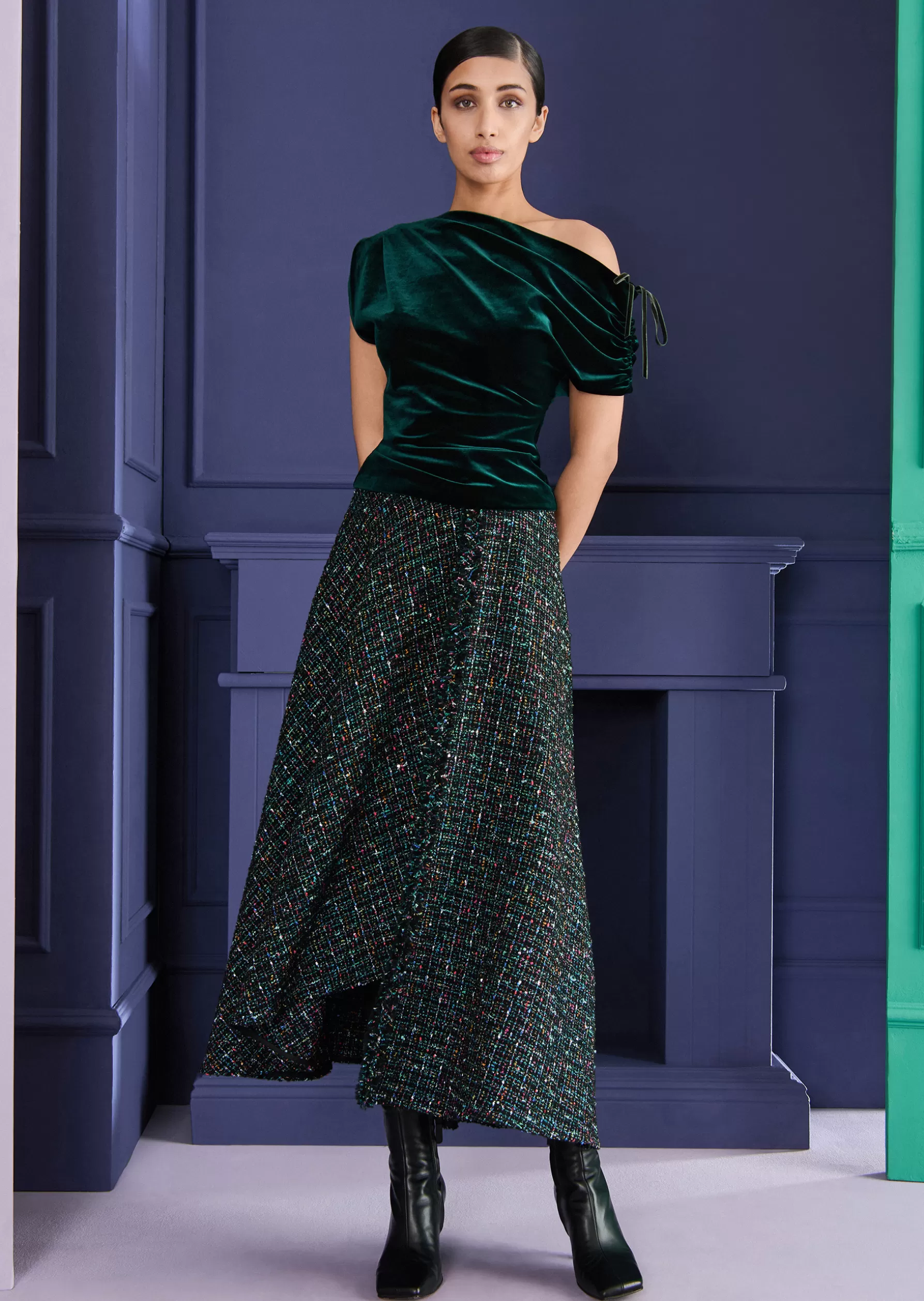 Skirts-Talbot Runhof Midi Skirt Keeper2 Cypressgreen