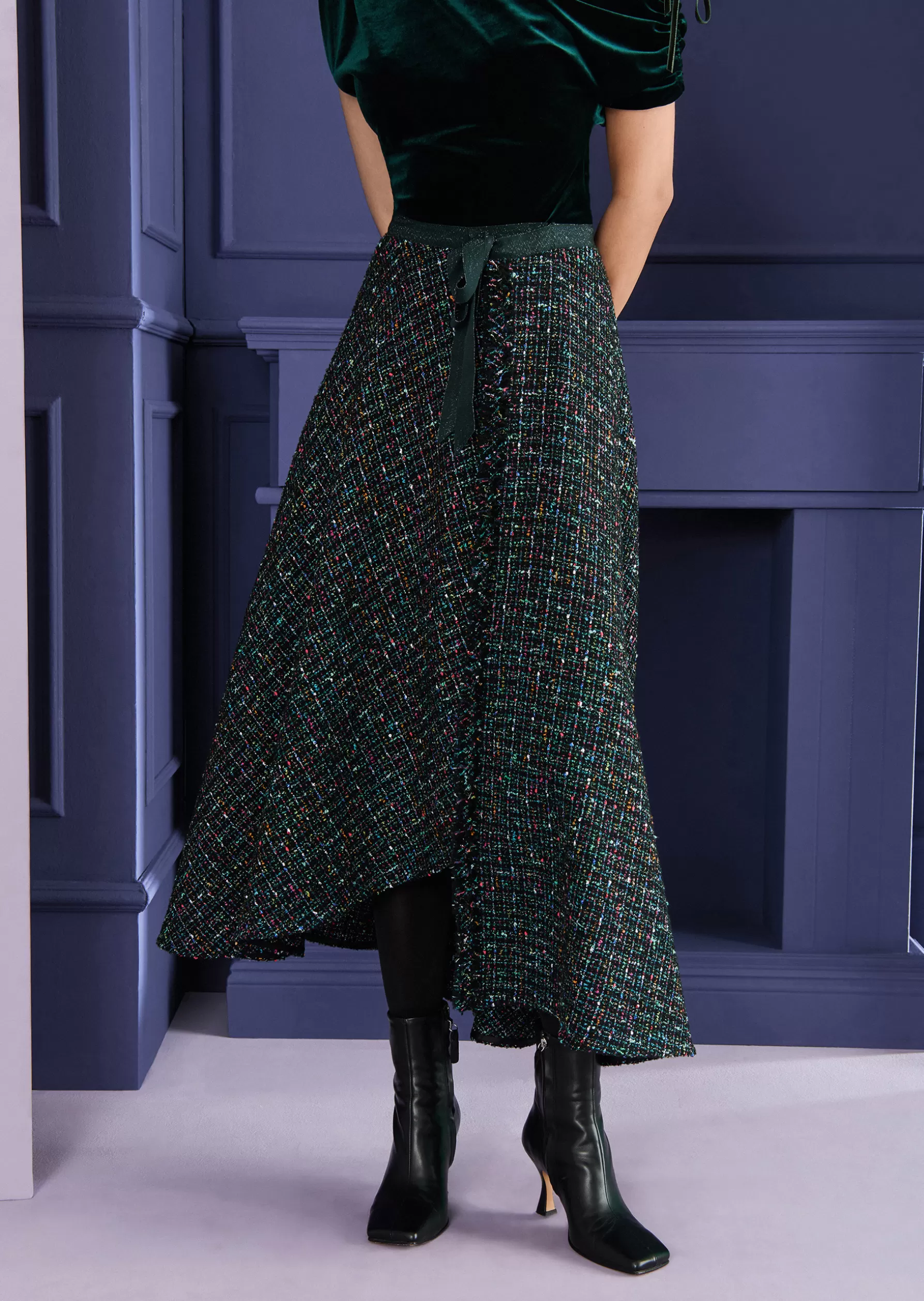 Skirts-Talbot Runhof Midi Skirt Keeper2 Cypressgreen
