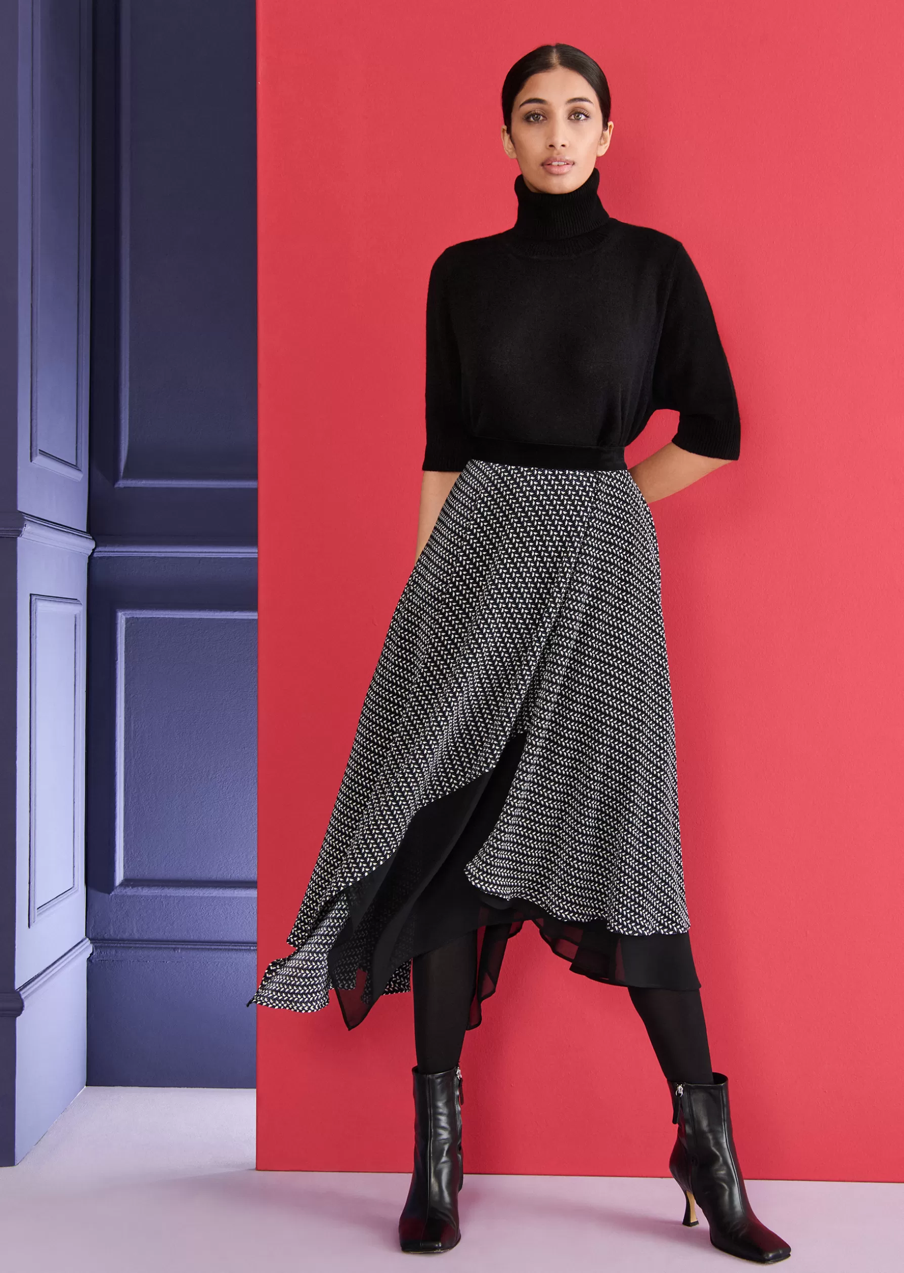 Skirts-Talbot Runhof Midi Skirt Melindi1 Midnightblue