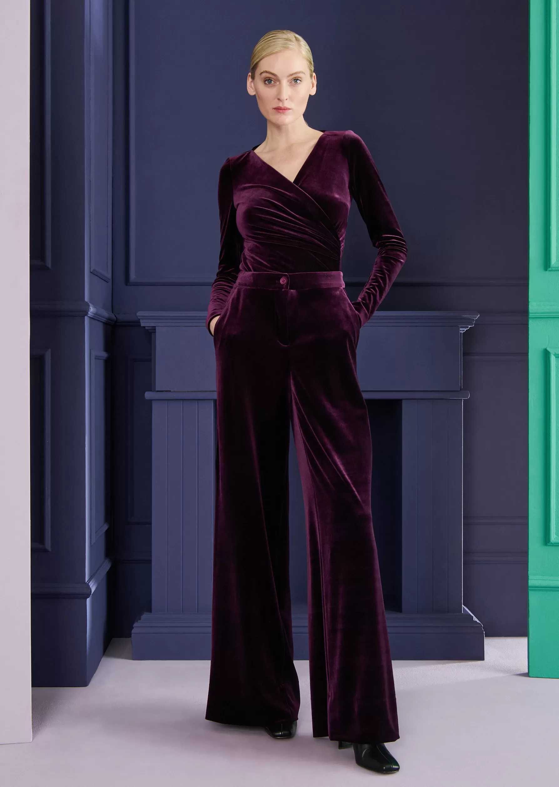 Pants-Talbot Runhof Pants Hippo5 Aubergine