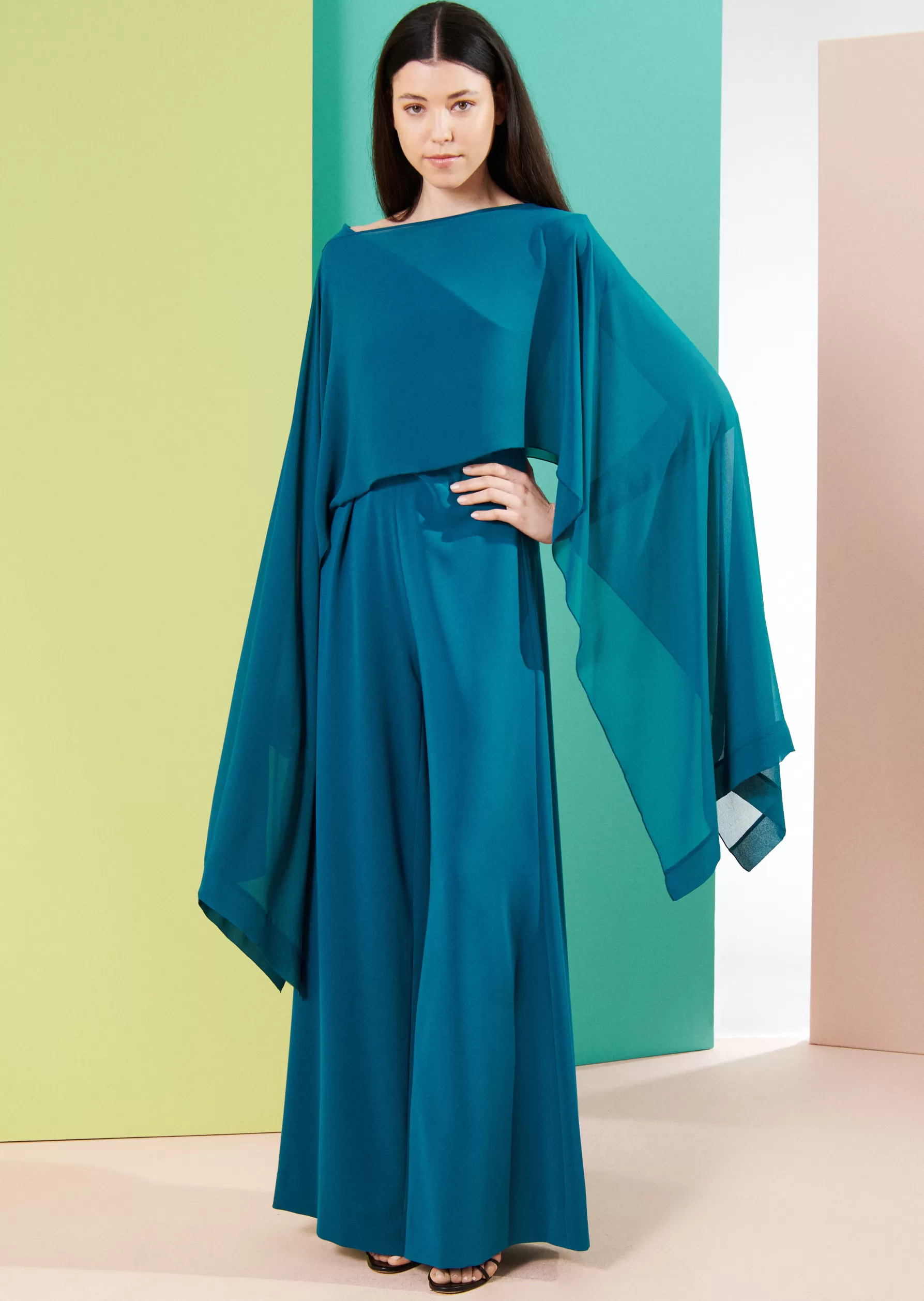 Wraps & Stoles-Talbot Runhof Poncho Cia1 Galapagosgreen