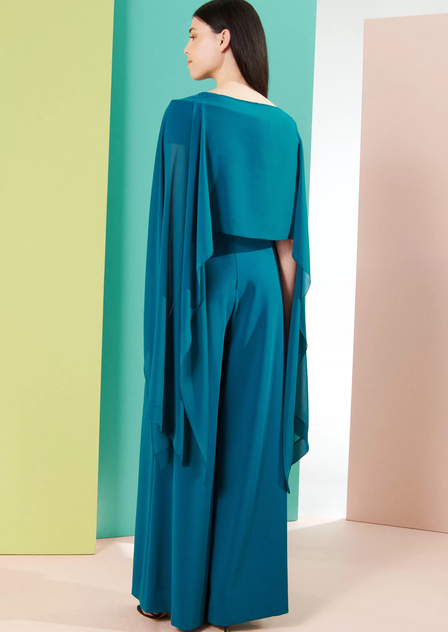Wraps & Stoles-Talbot Runhof Poncho Cia1 Galapagosgreen