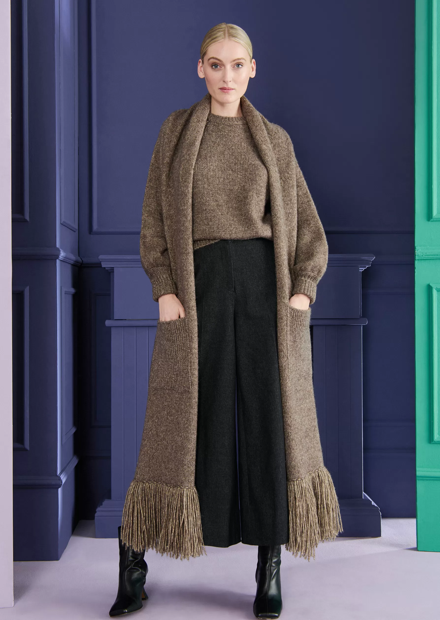 Wraps & Stoles-Talbot Runhof Scarf Lorascarf1 Brassbrown