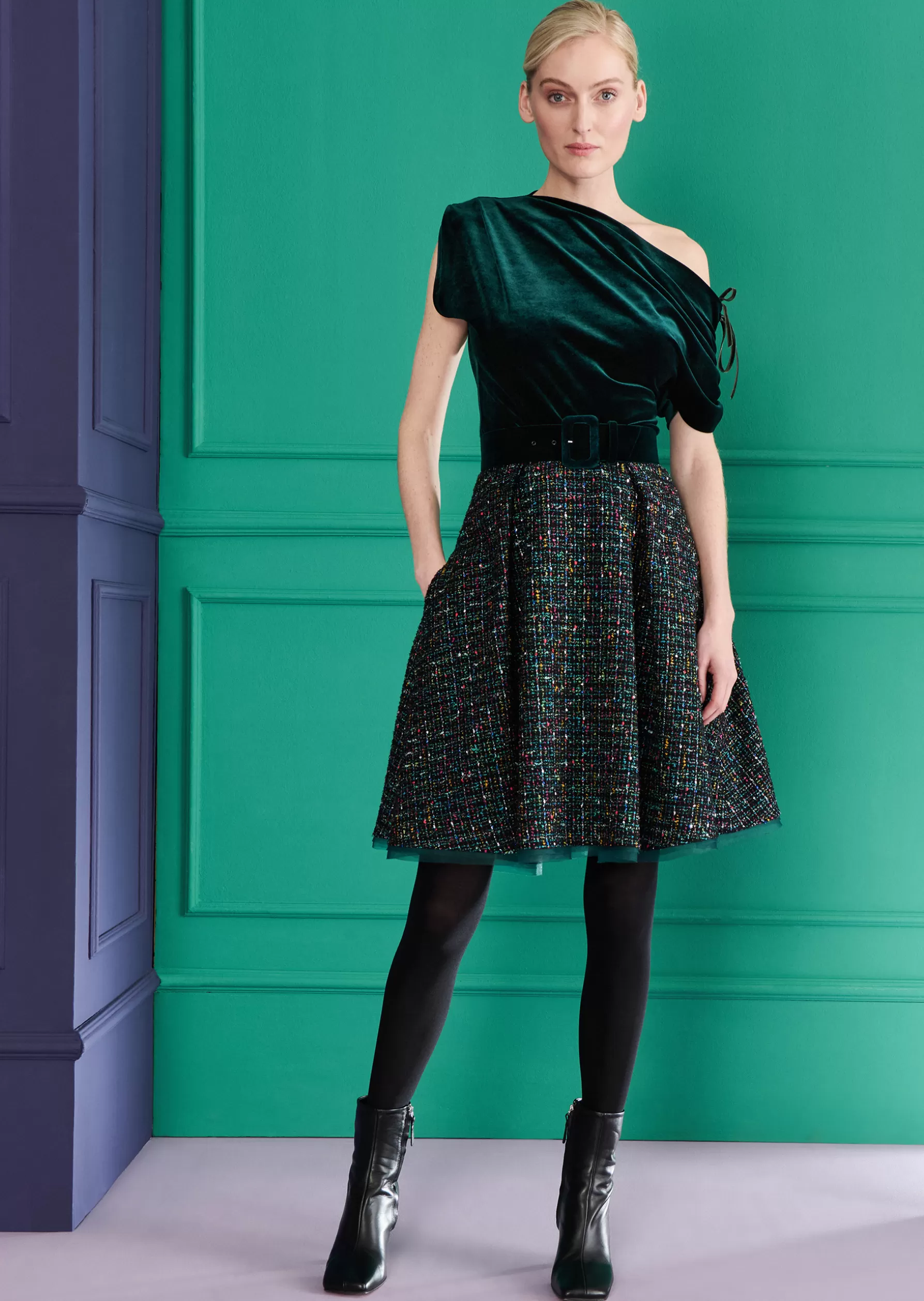 Skirts-Talbot Runhof Skirt Celola8 Cypressgreen