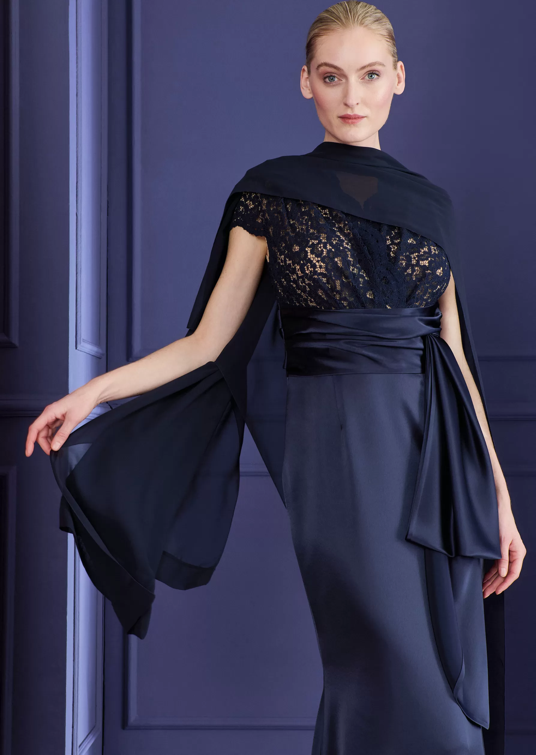 Wraps & Stoles-Talbot Runhof Stole Cia1 Midnightblue