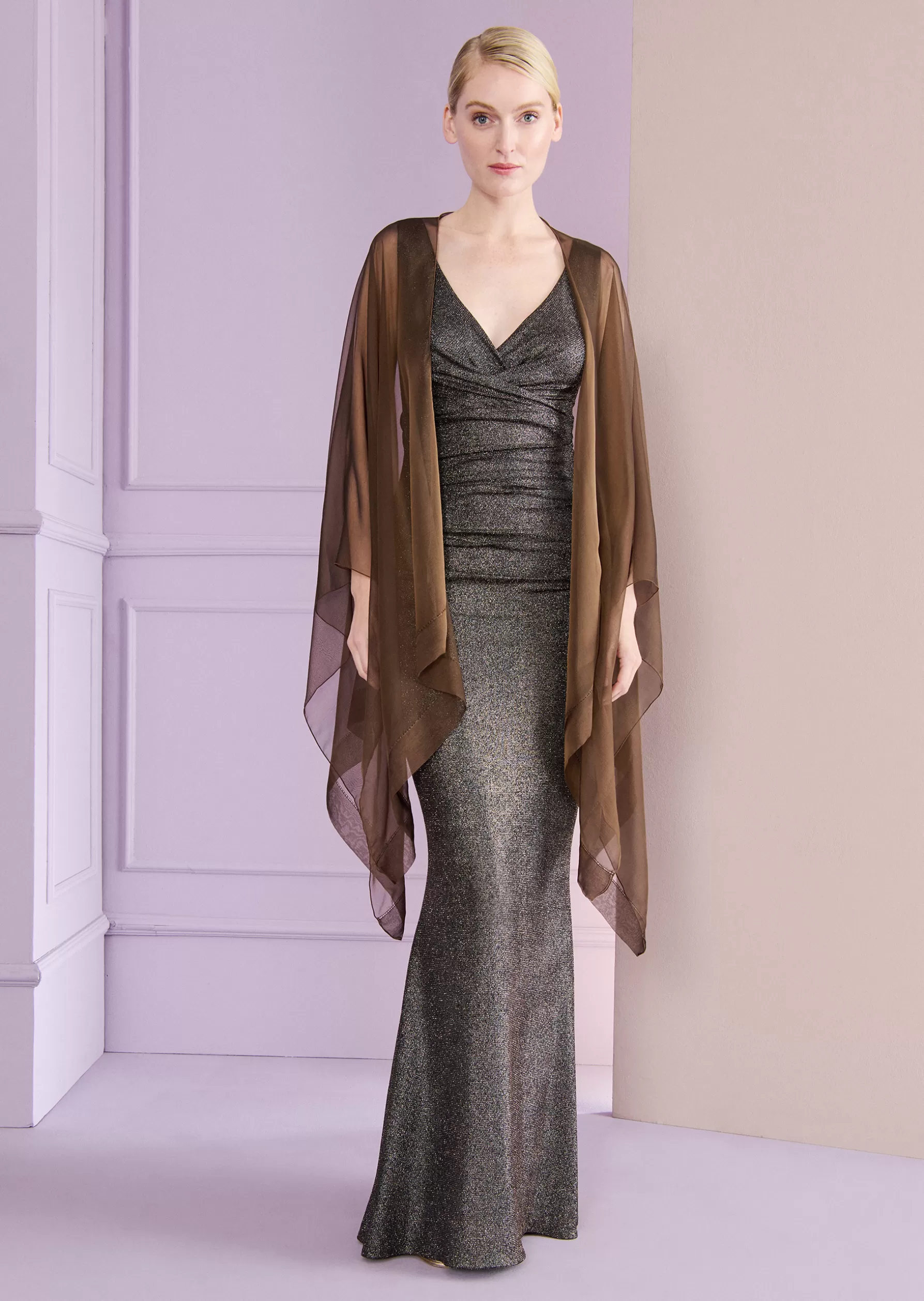 Wraps & Stoles-Talbot Runhof Stole Hint11 Mokkabrown