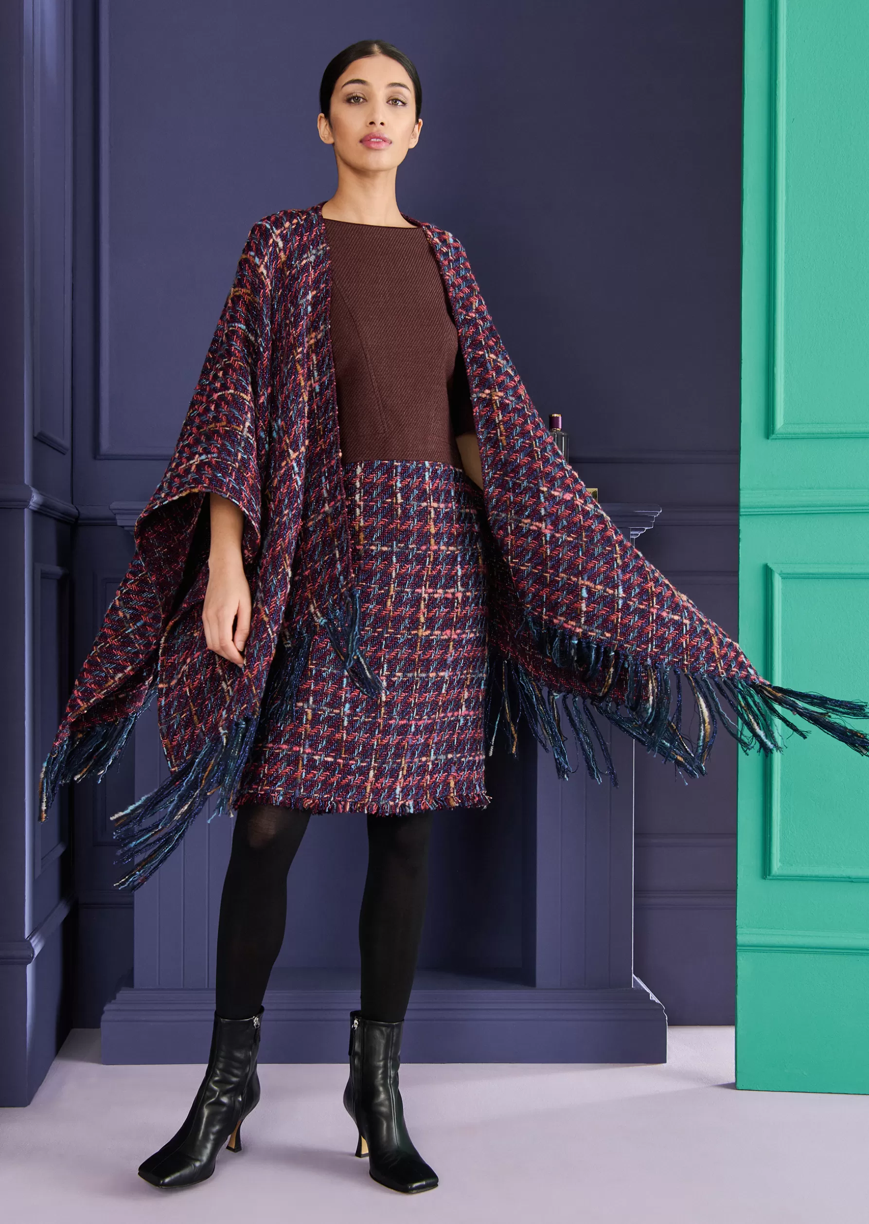 Wraps & Stoles-Talbot Runhof Stole Hint19 Fuchsiapurple