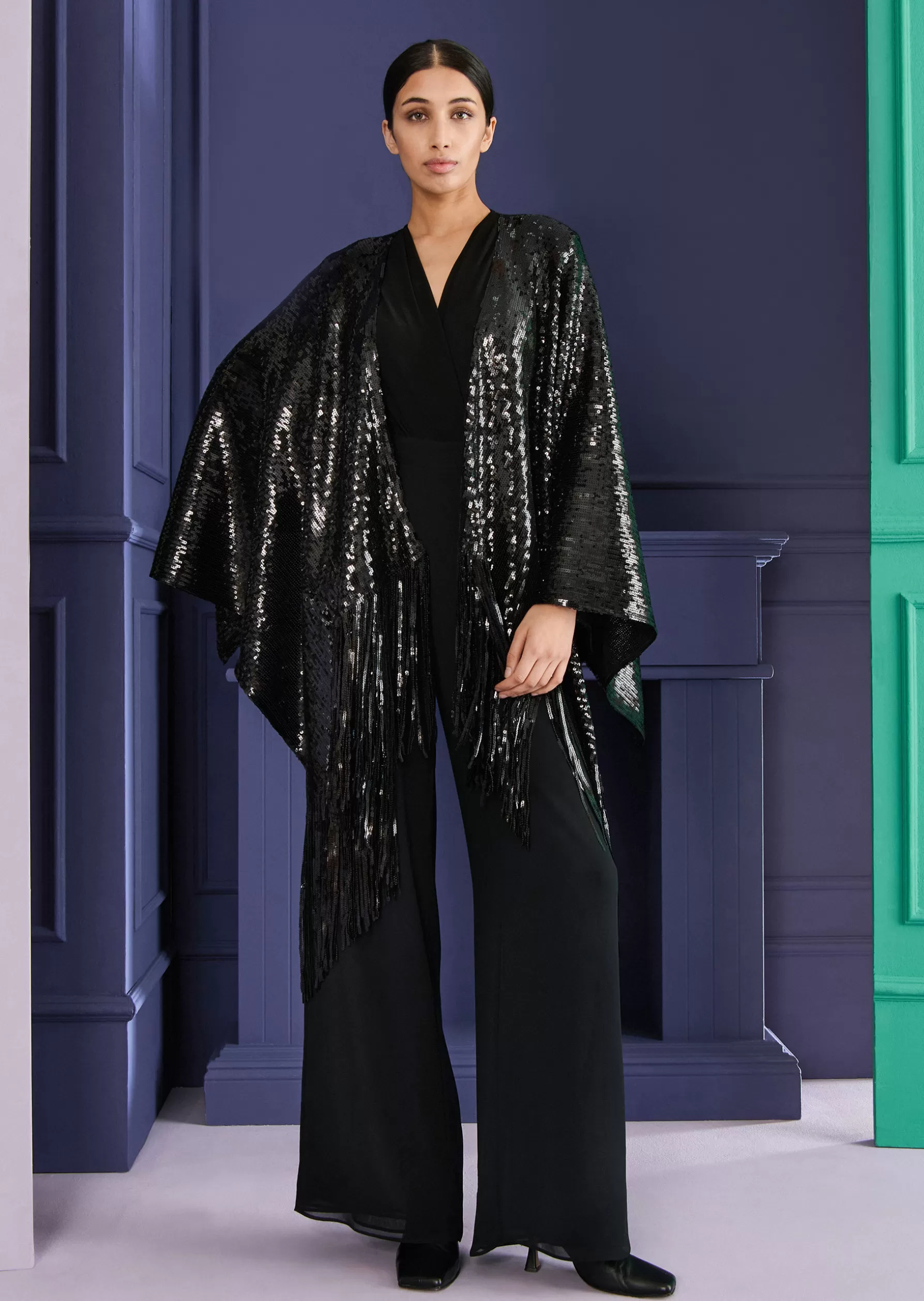 Wraps & Stoles-Talbot Runhof Stole Hint21 Black