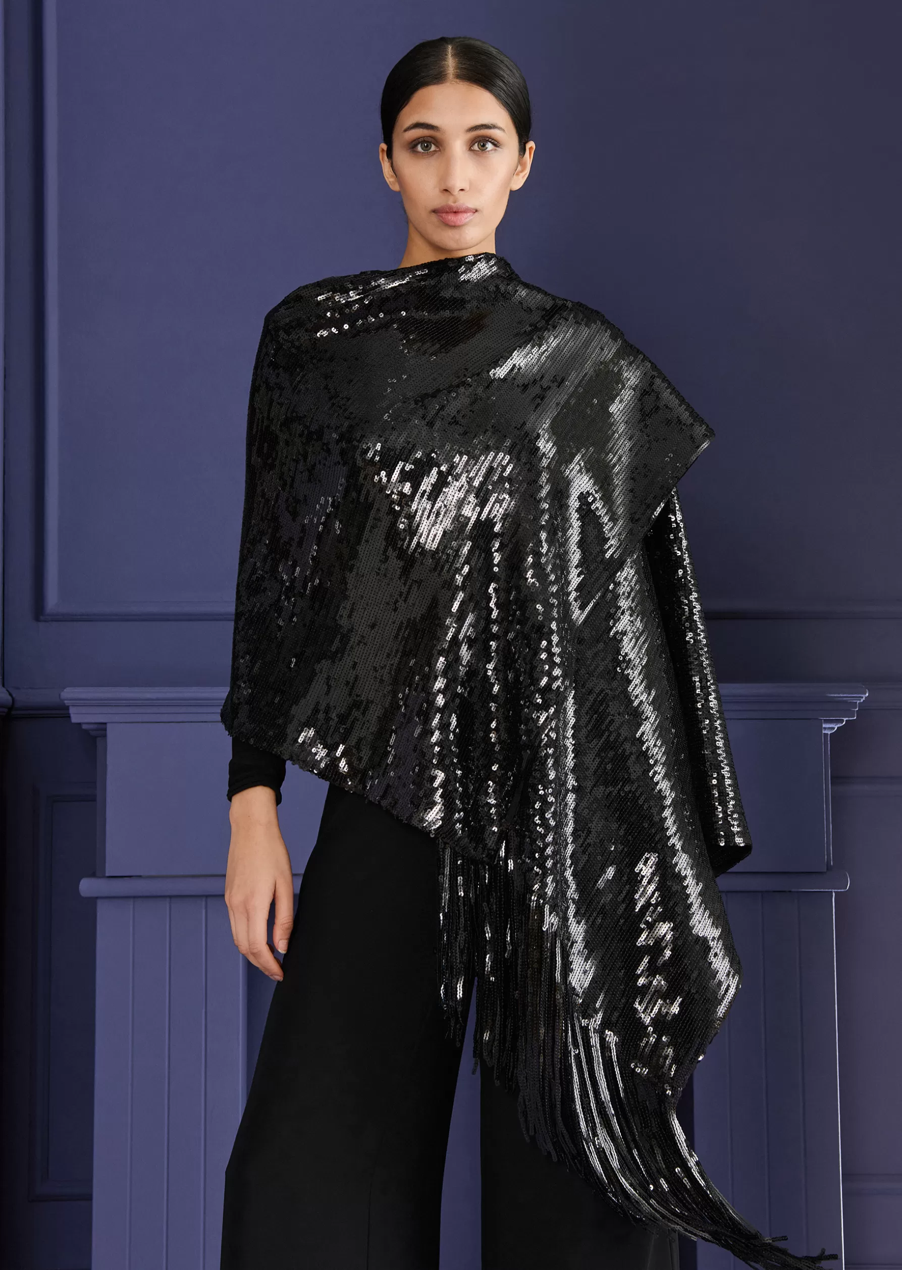 Wraps & Stoles-Talbot Runhof Stole Hint21 Black