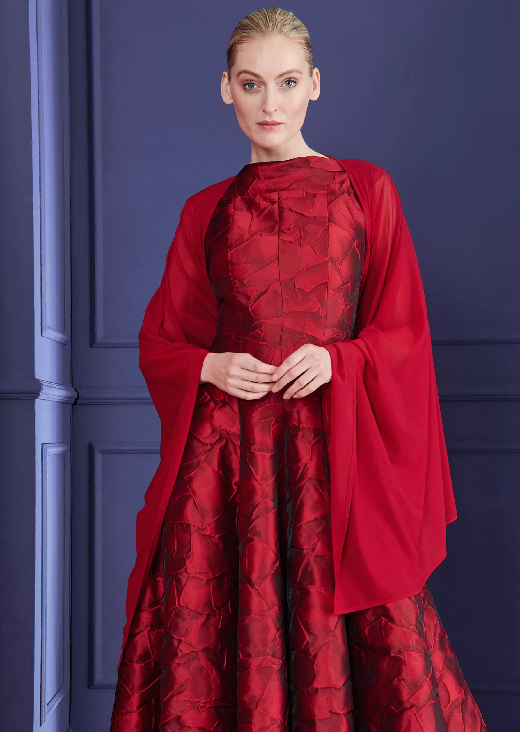 Wraps & Stoles-Talbot Runhof Stole Hint3 Scarletred