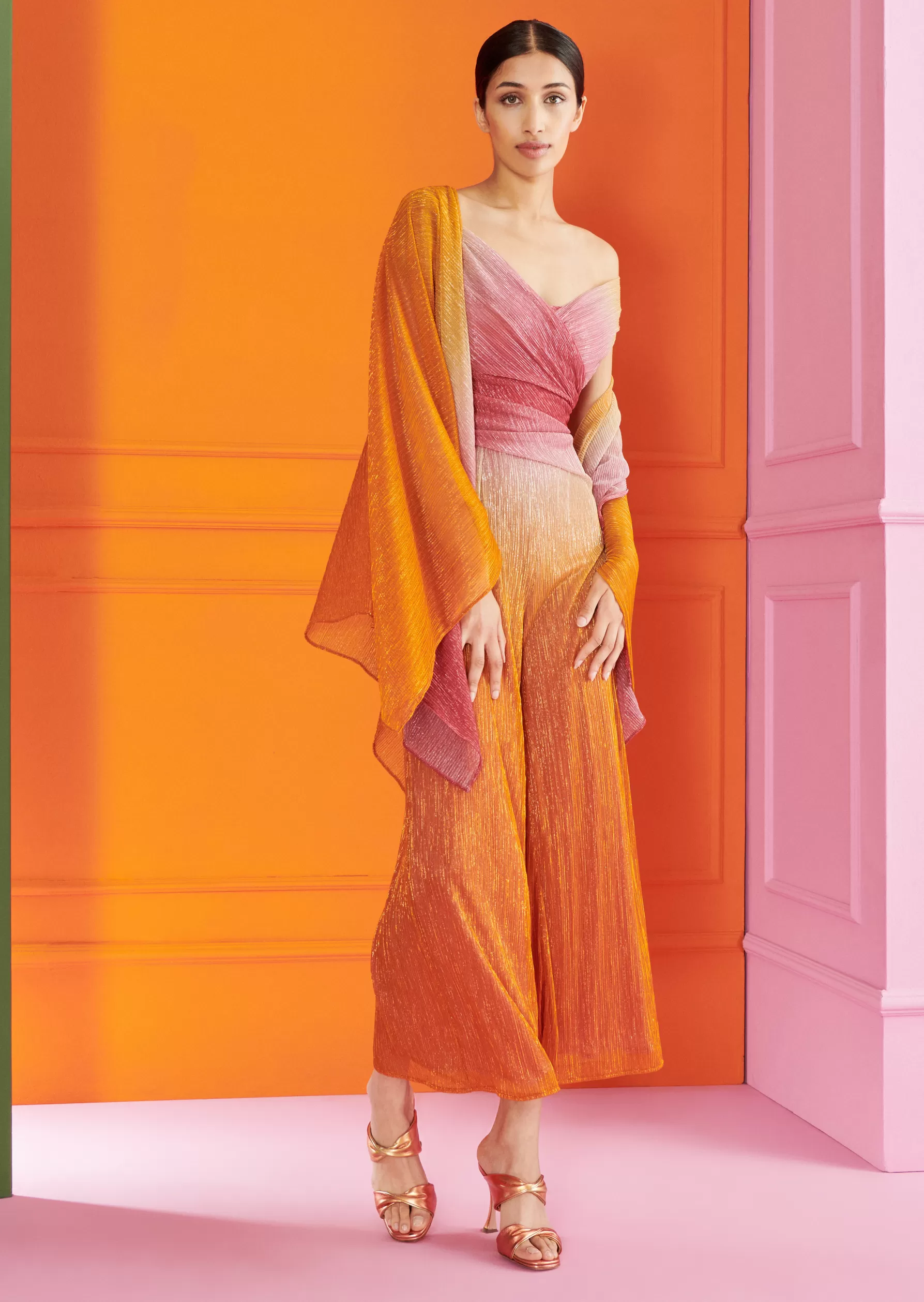 Wraps & Stoles-Talbot Runhof Stole Hint5 Orange