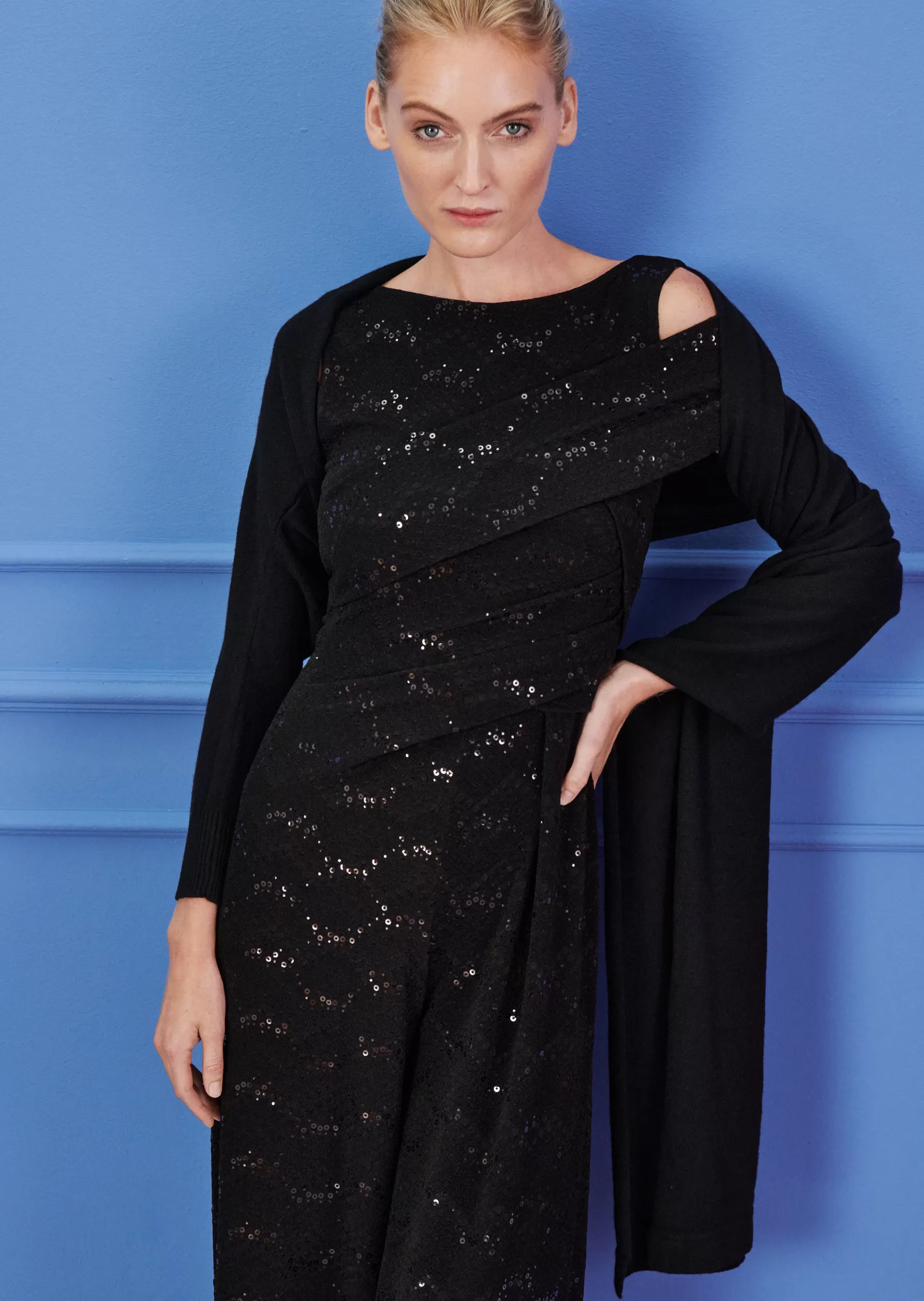 Wraps & Stoles-Talbot Runhof Stole Kasha1 Black