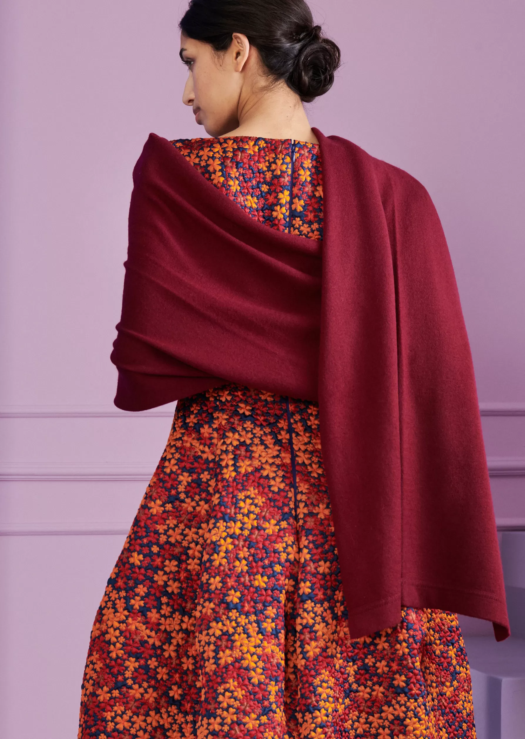 Wraps & Stoles-Talbot Runhof Stole Kasha1 Burgundyred